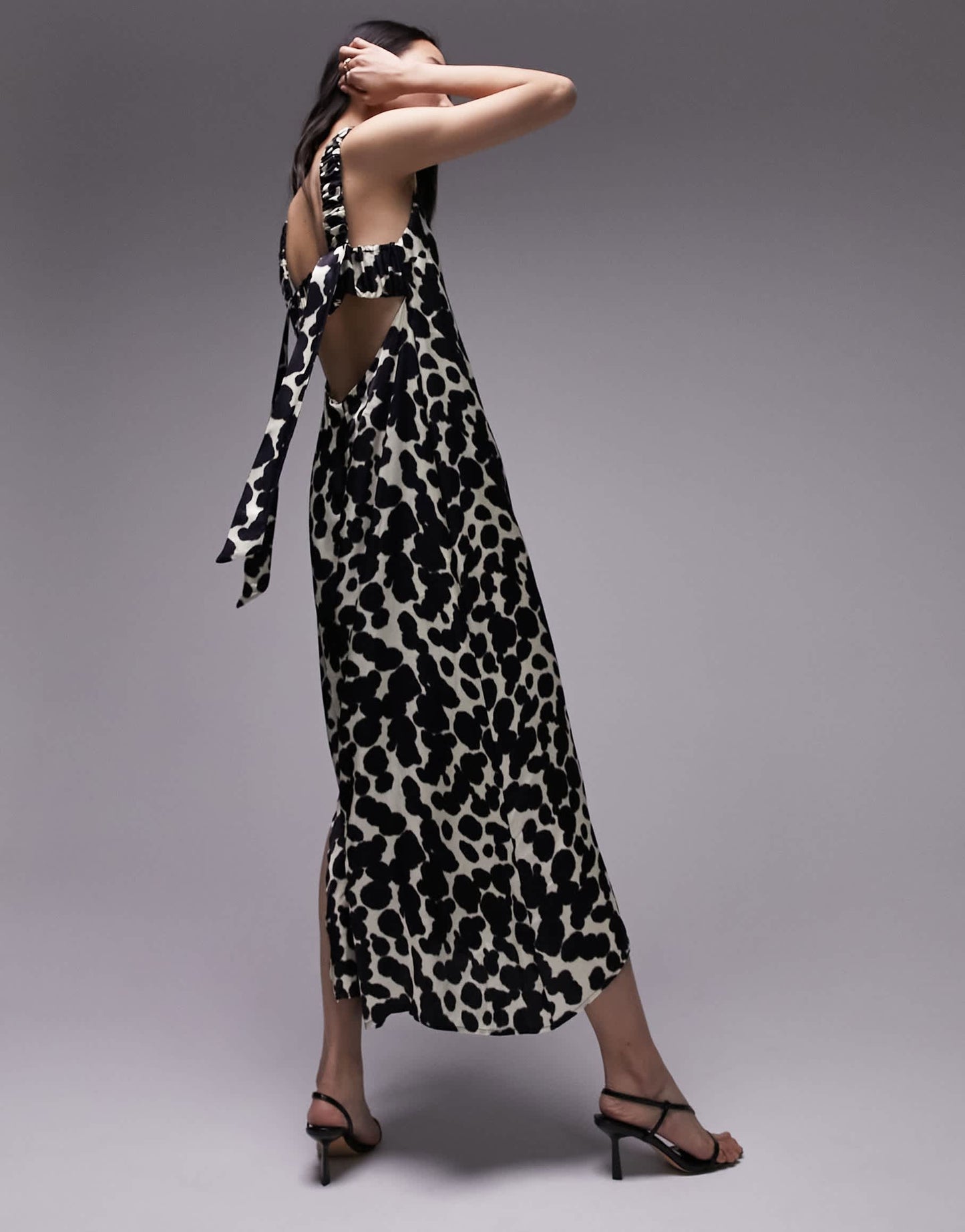 Topshop splodge pinny midi dress in mono