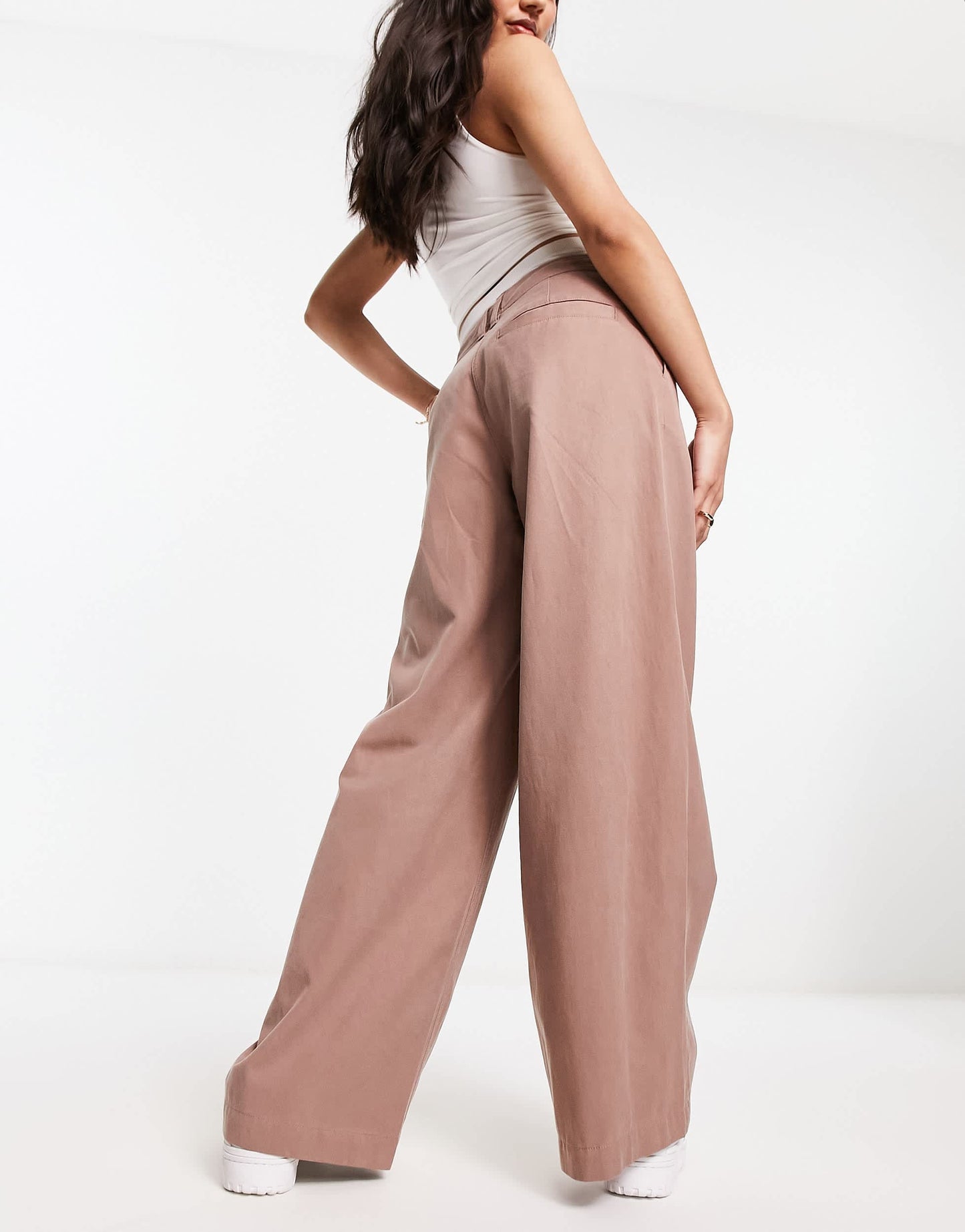 ASOS DESIGN low rise deconstructed waistband trouser in brown
