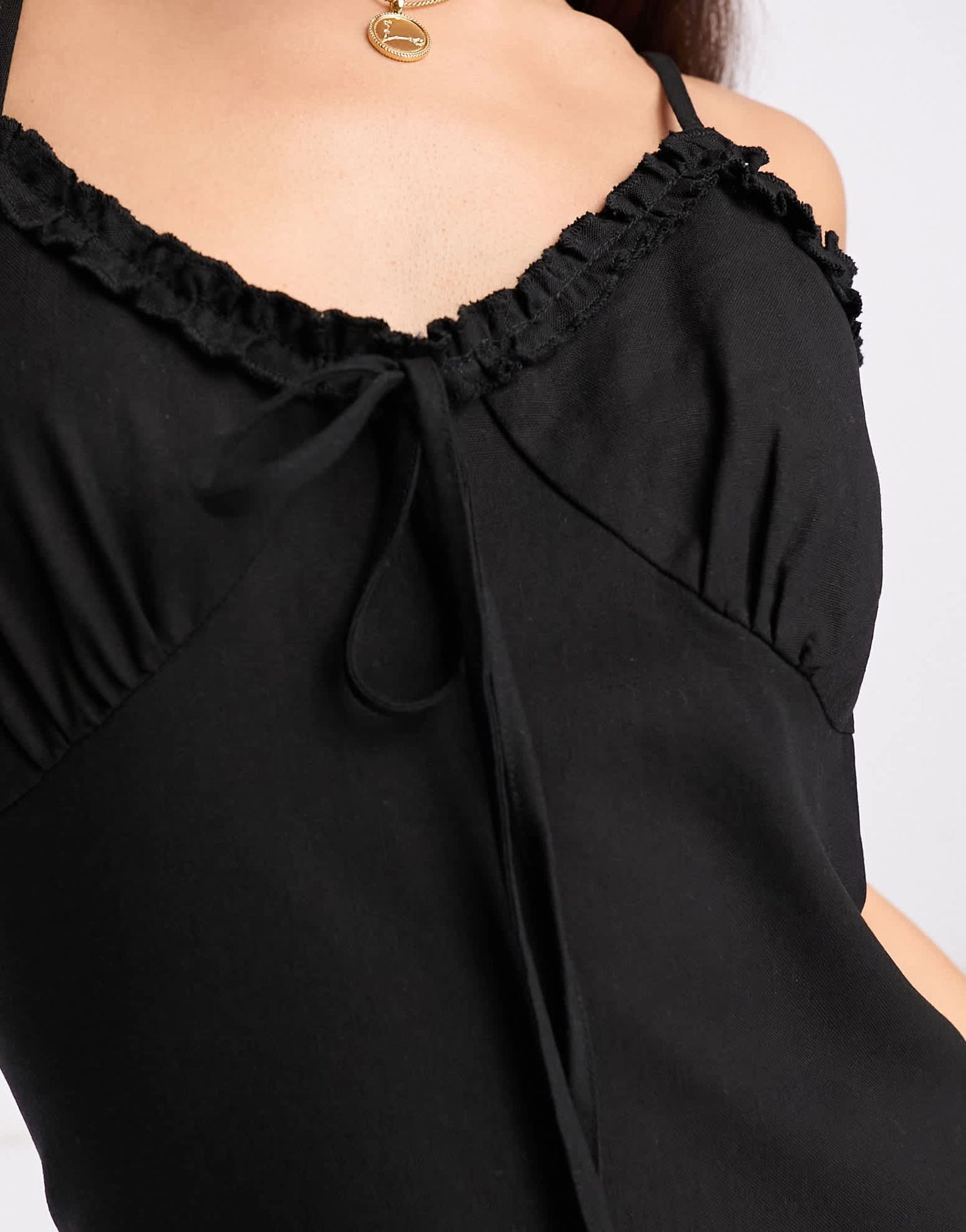 Daisy Street linen look cami maxi dress with tie front