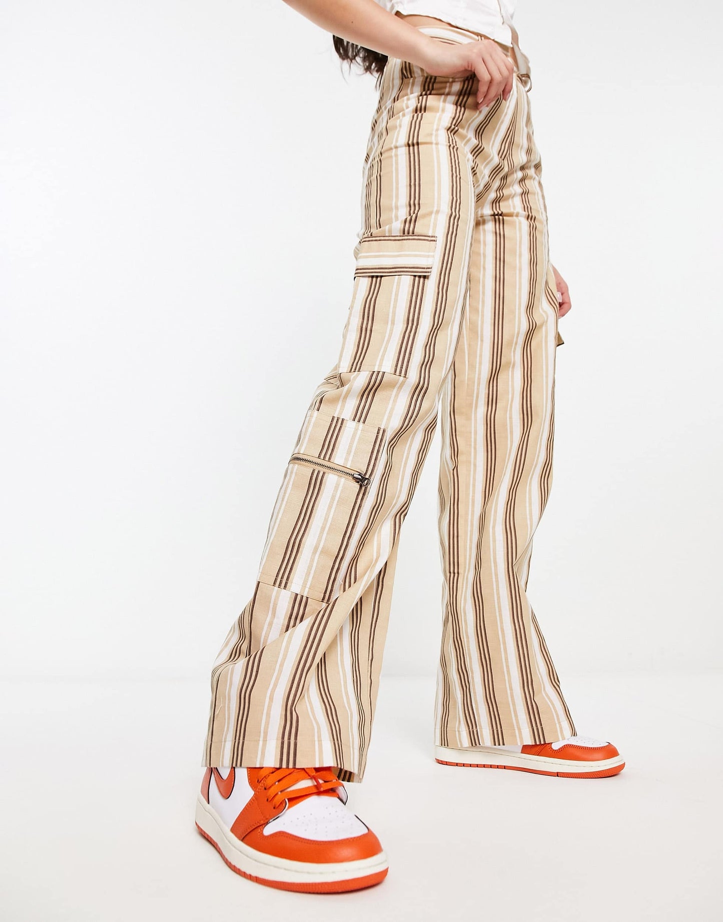 Daisy Street linen stripey Y2K cargo trousers