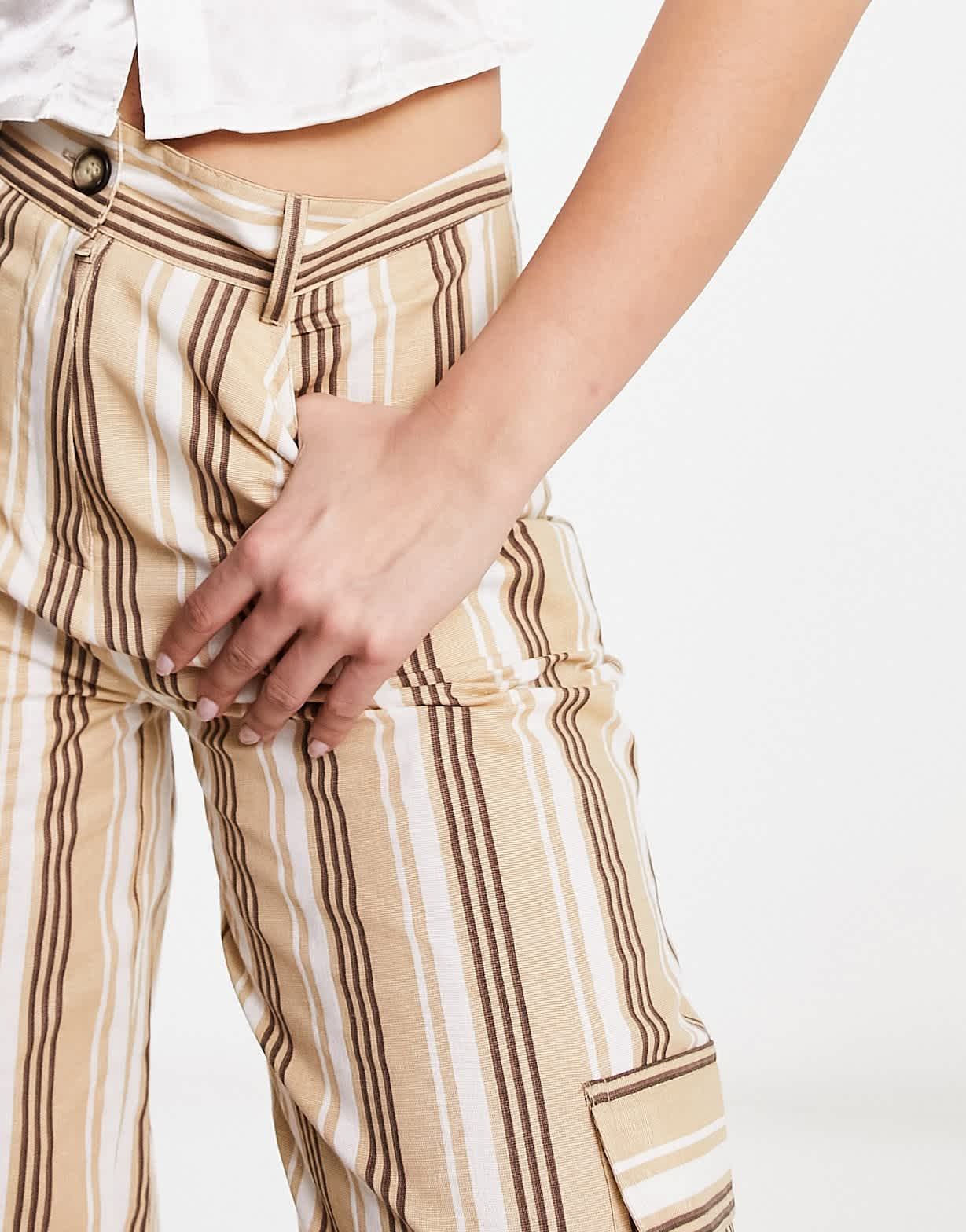 Daisy Street linen stripey Y2K cargo trousers
