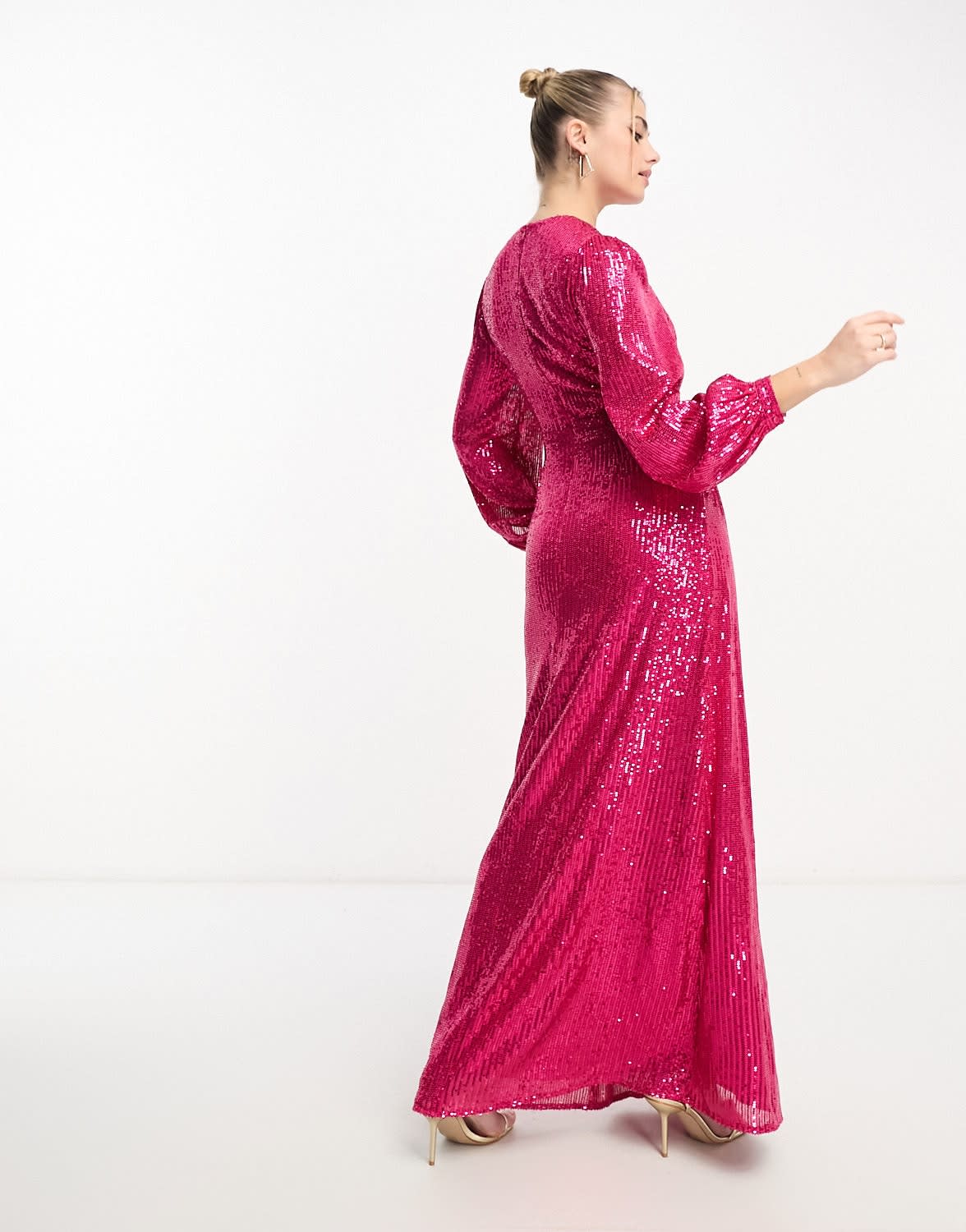 Style Cheat sequin cut-out maxi dress in bright pink