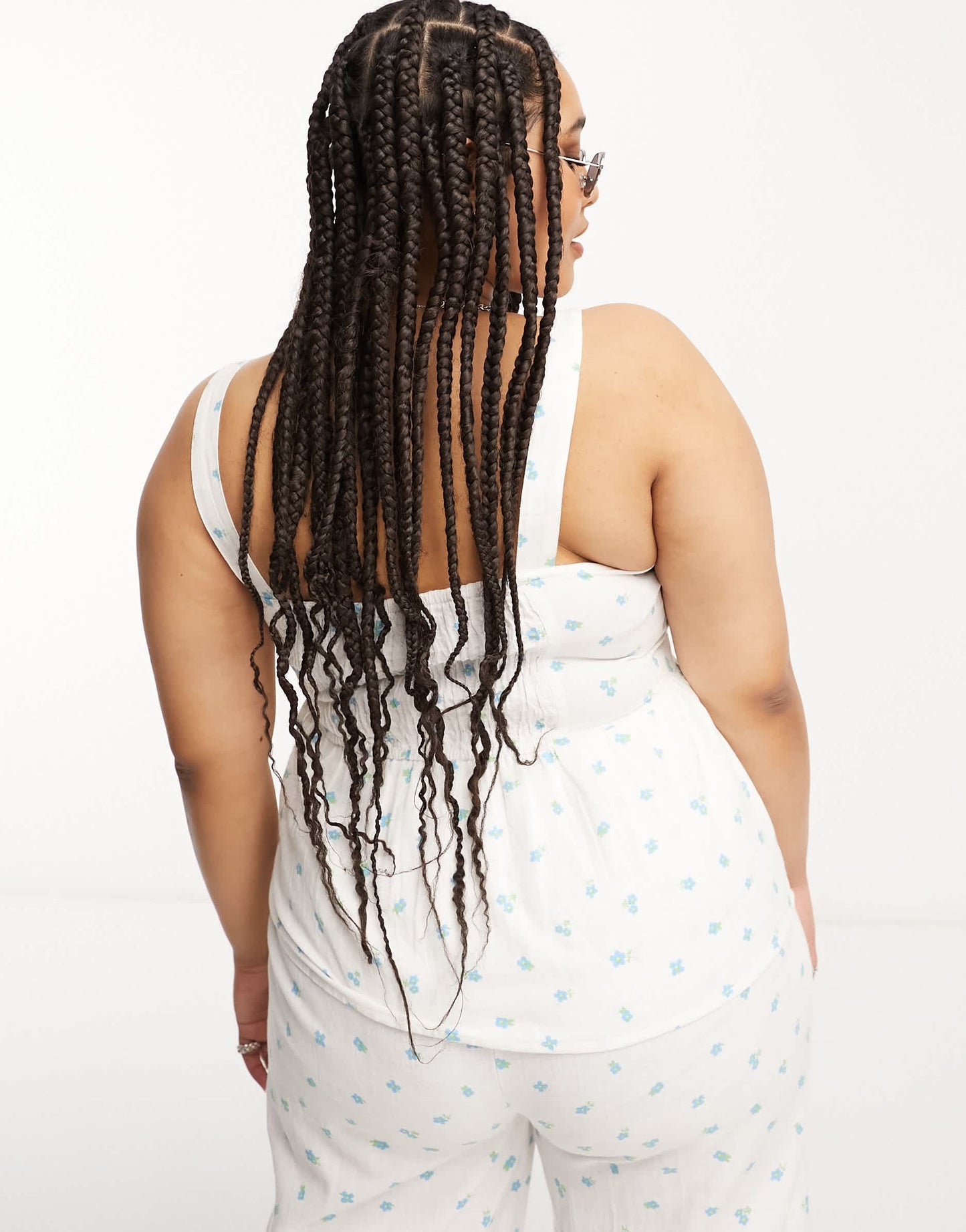 Daisy Street Plus linen smock top in ditsy floral co-ord