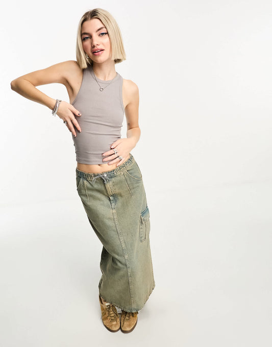 COLLUSION rib vest in light grey