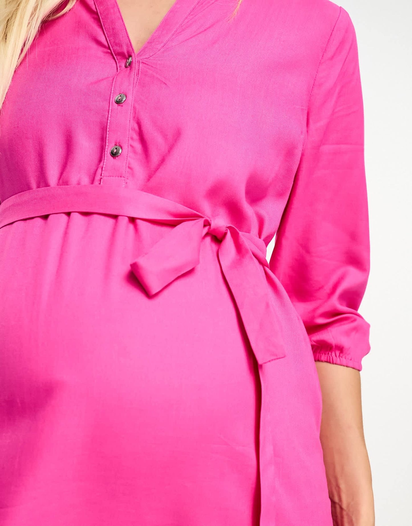 Mamalicious Maternity long sleeve wrap midi dress in pink