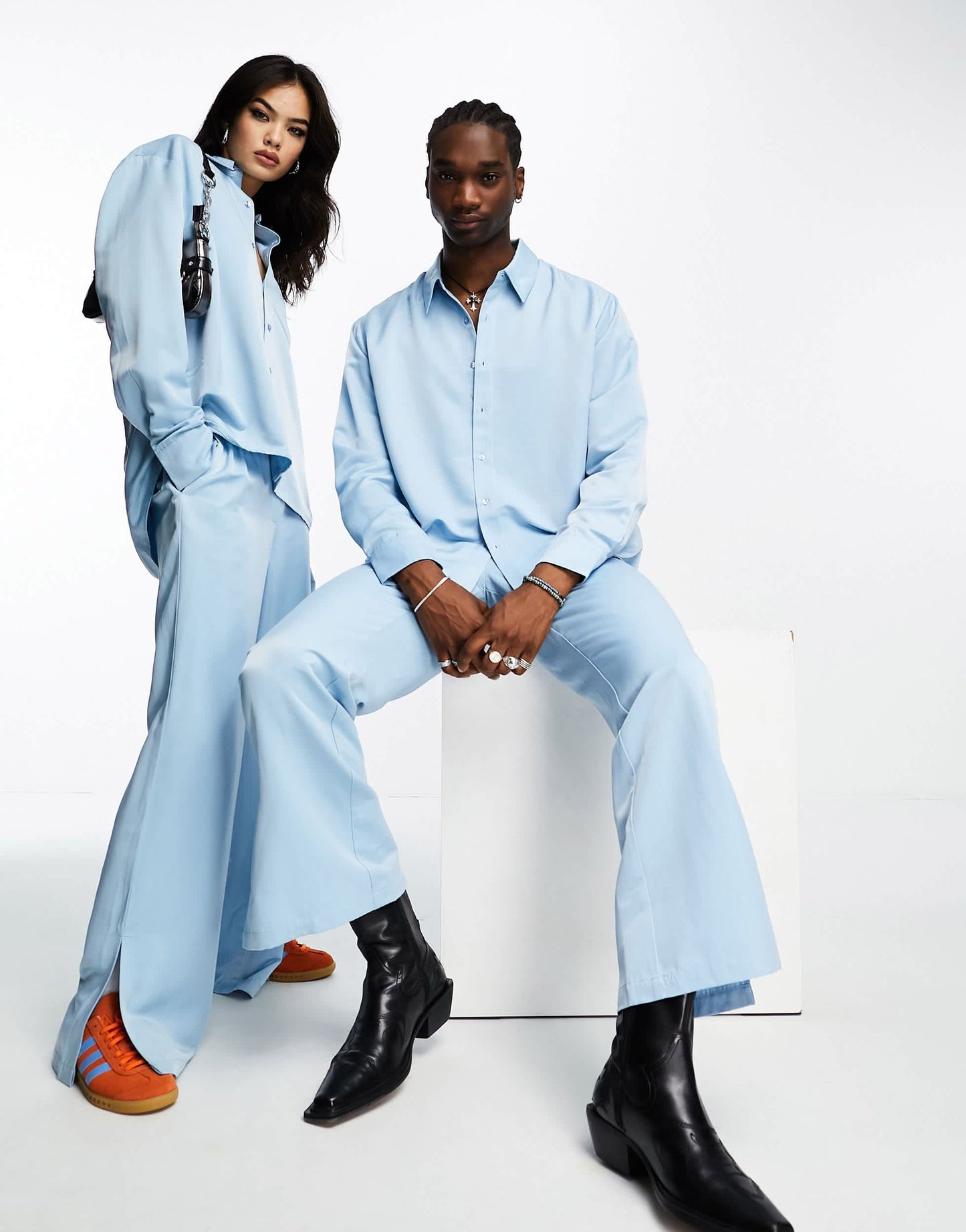 IQUALL unisex shirt co-ord in baby blue