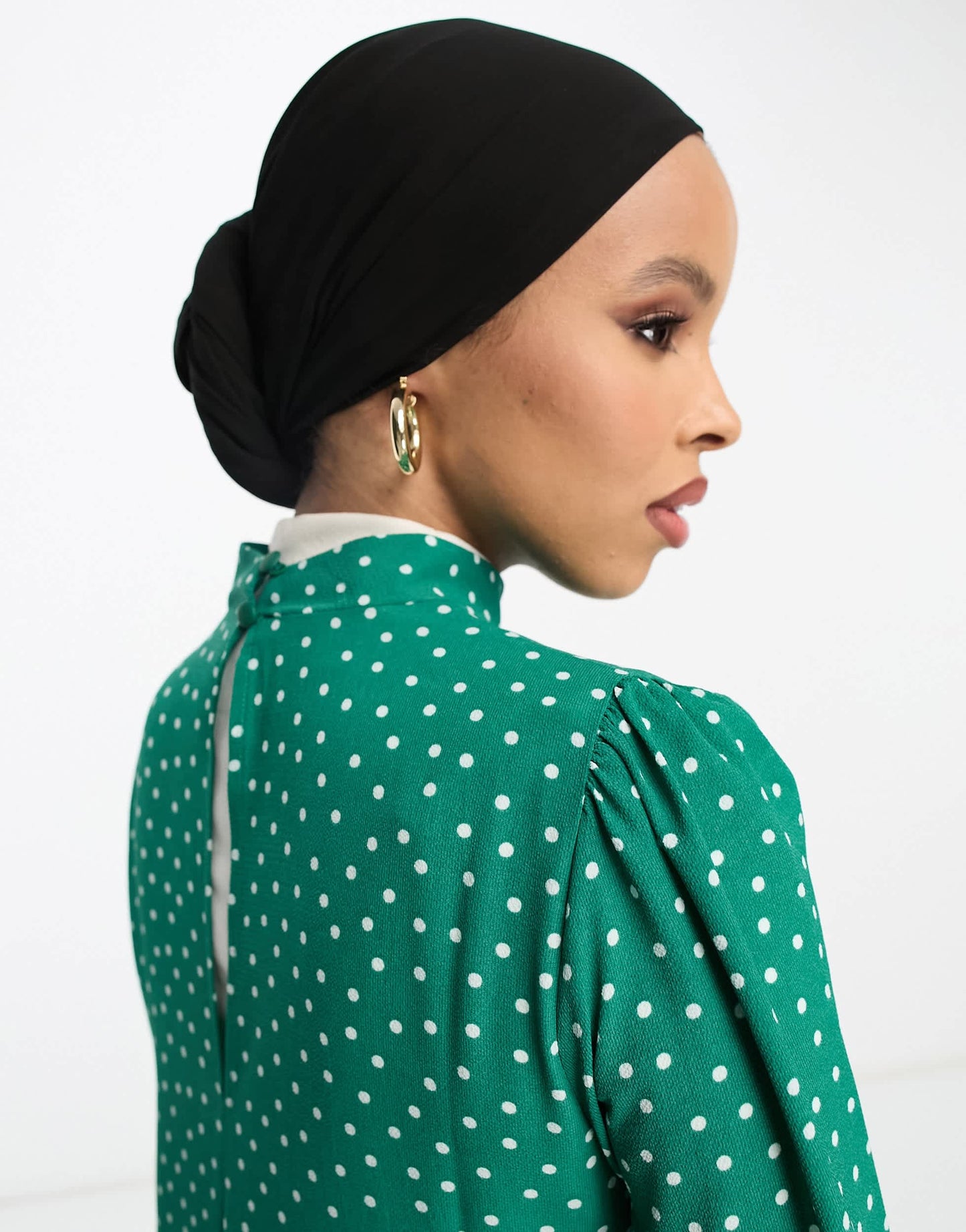 ASOS DESIGN high neck smock maxi dress in green spot