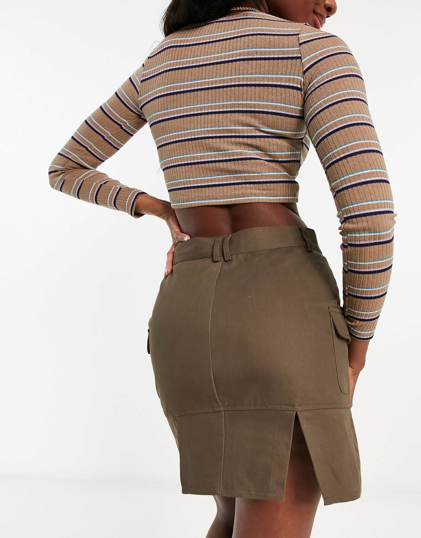 Urban Revivo mini cargo skirt in brown