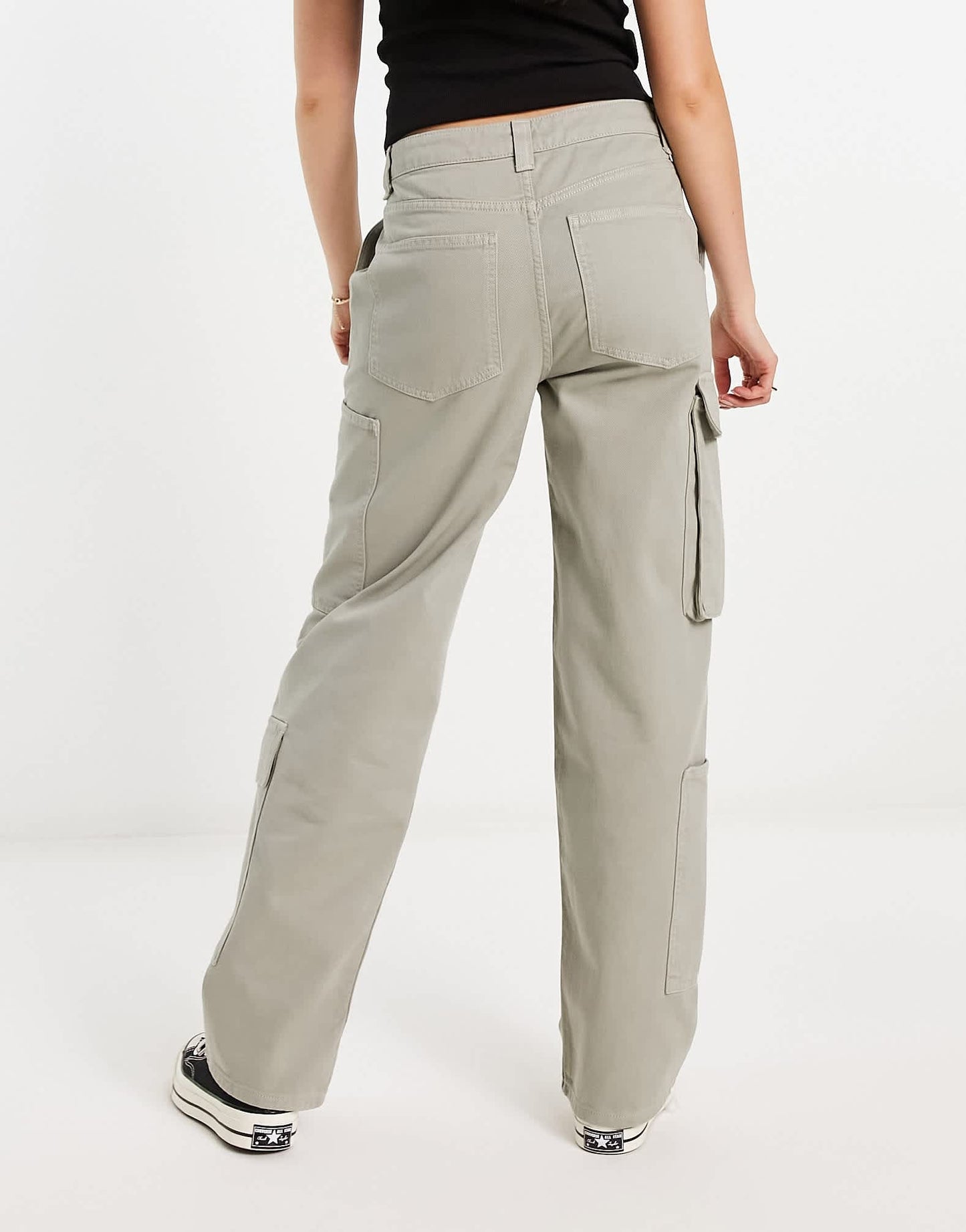 ASOS DESIGN wide leg cargo jean in sage