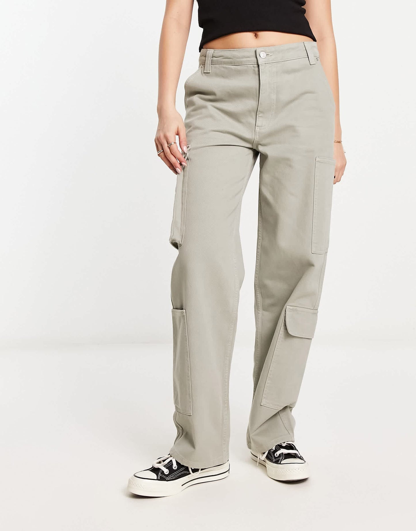 ASOS DESIGN wide leg cargo jean in sage