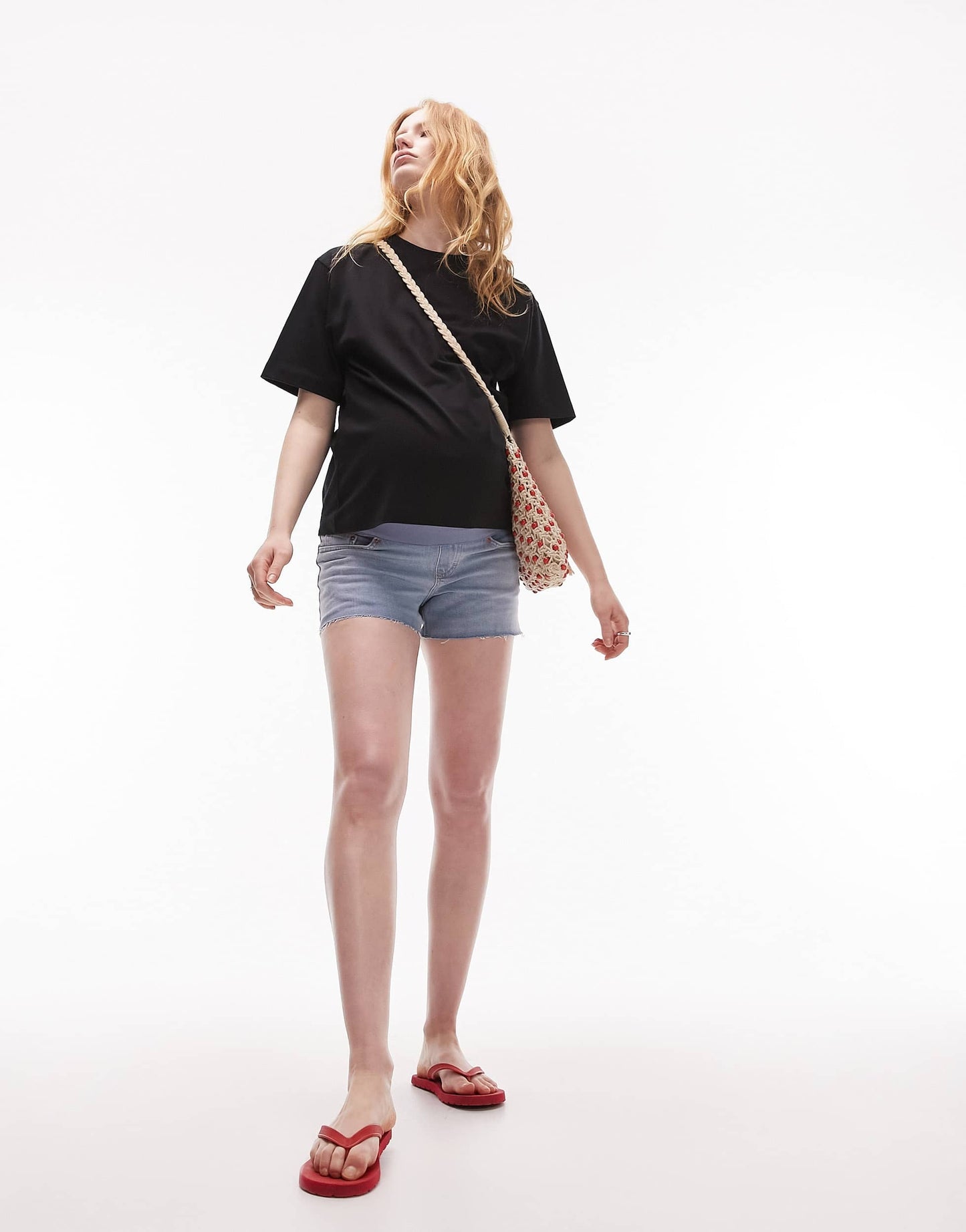 Topshop Maternity denim comfort stretch Mom shorts in bleach
