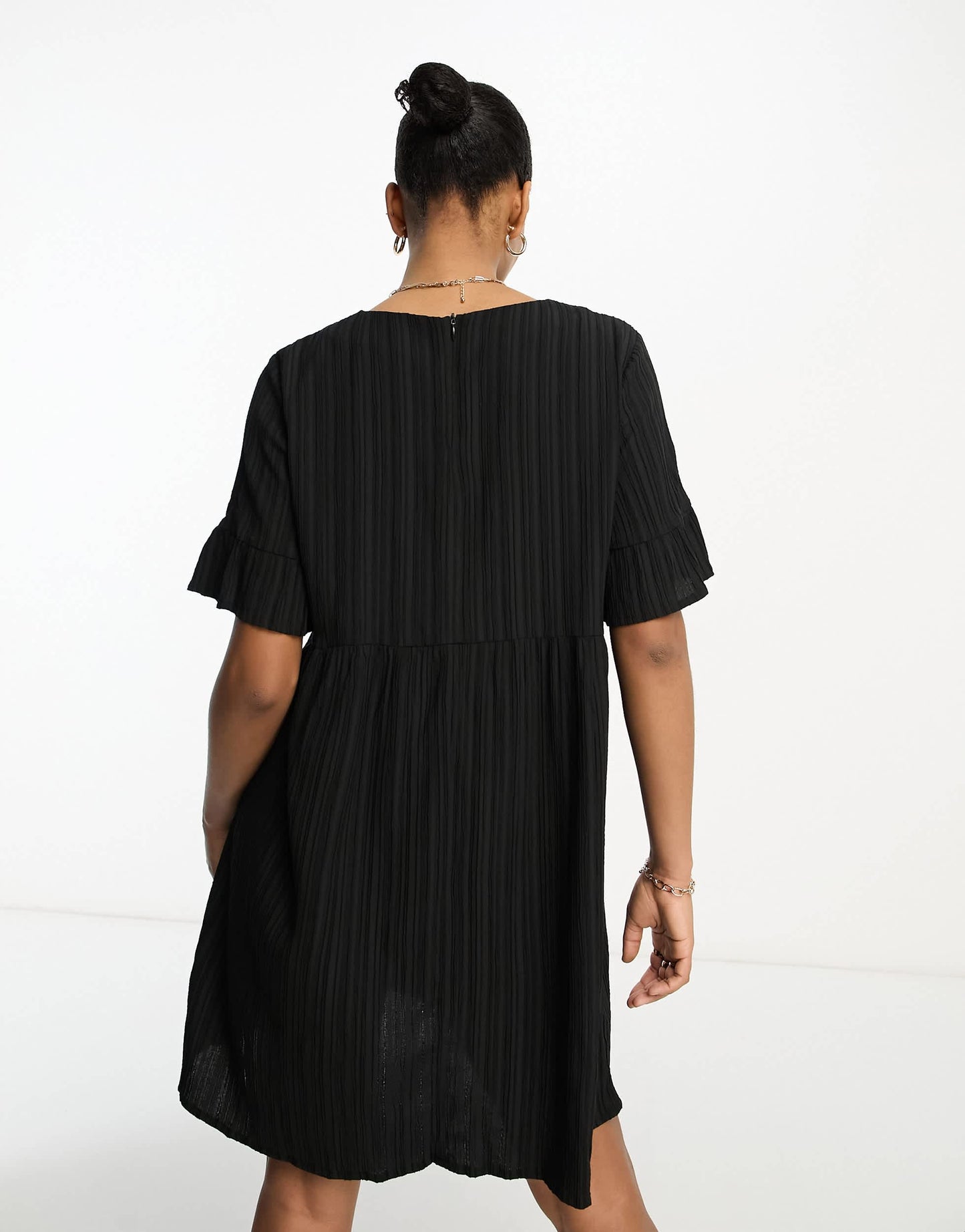 Lola May Tall mini smock dress in black