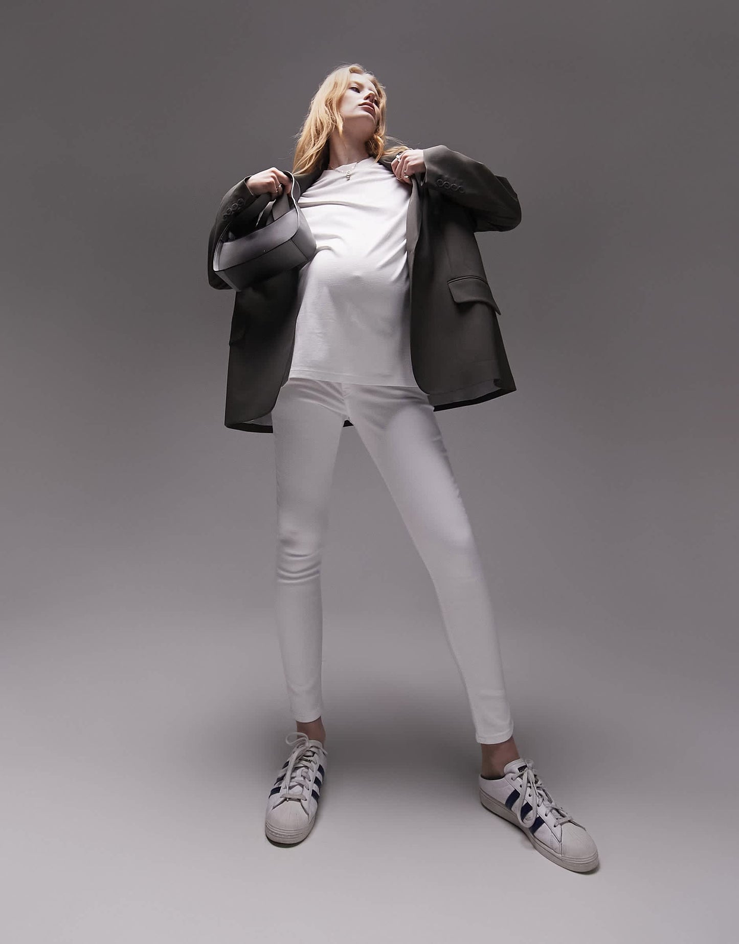 Topshop Maternity Jamie high rise overbump jeans in white
