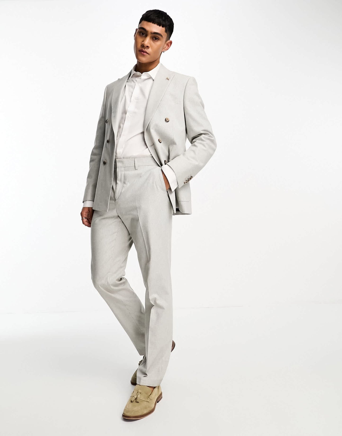 Shelby and Sons kenmal suit trousers in stone