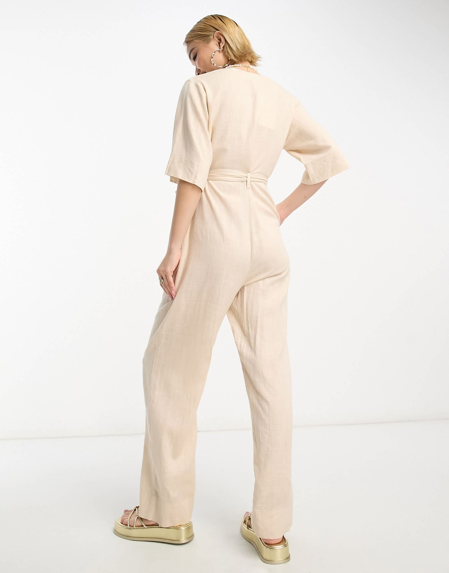 Selected Femme linen touch jumpsuit in sand
