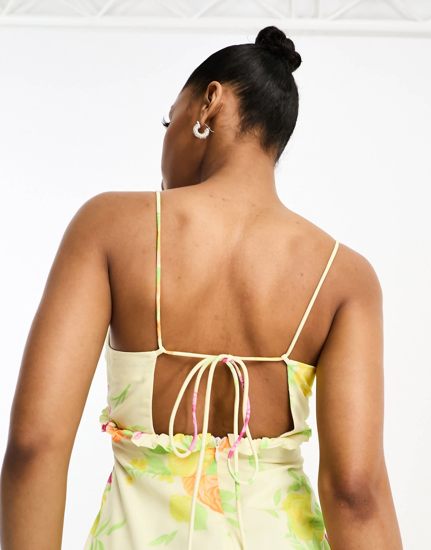 The Frolic exclusive bloom floral print asymmetric ruffle maxi dress in multi