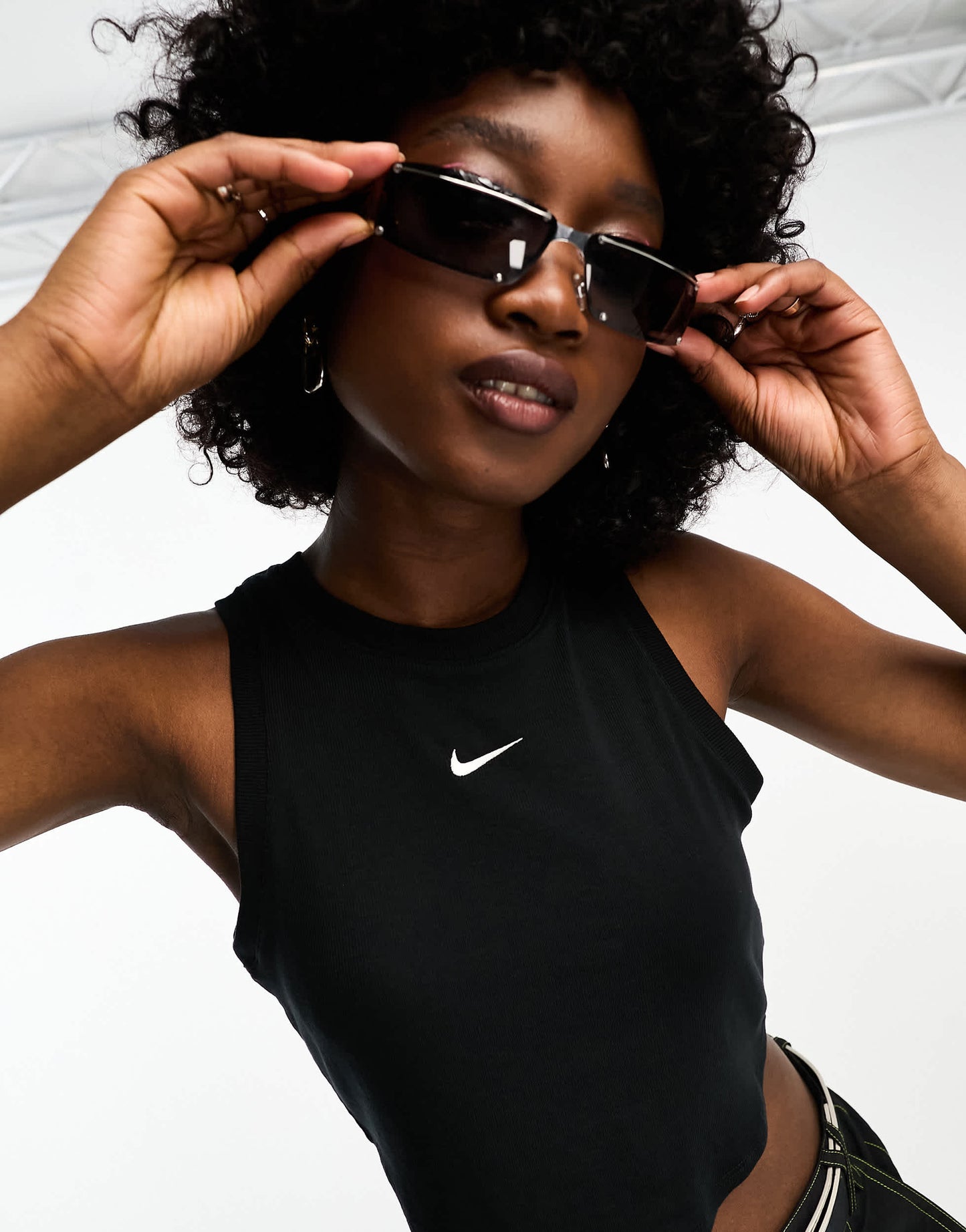 Nike Essential ribbed cropped vest in black