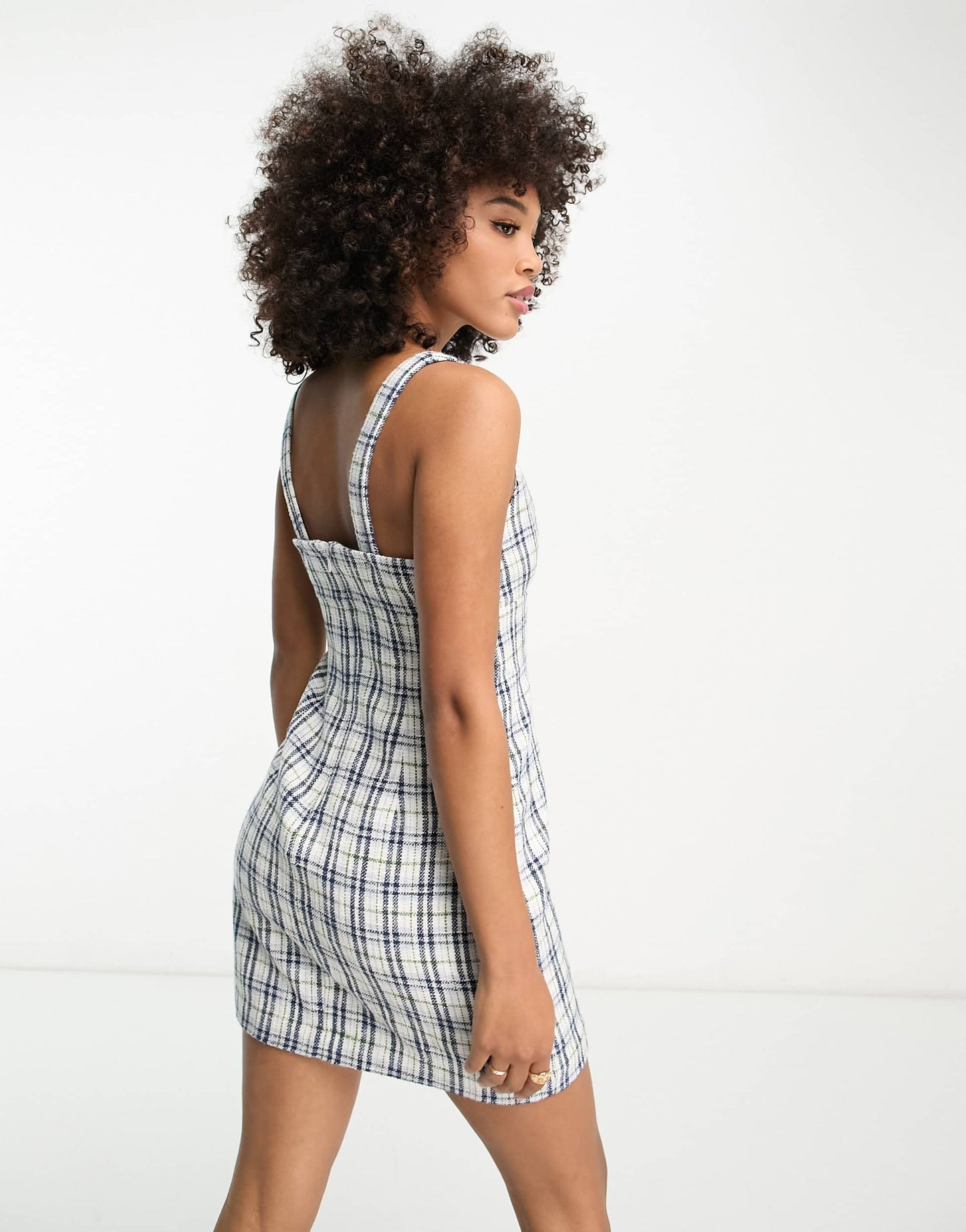 Abercrombie & Fitch tweed dress in blue check