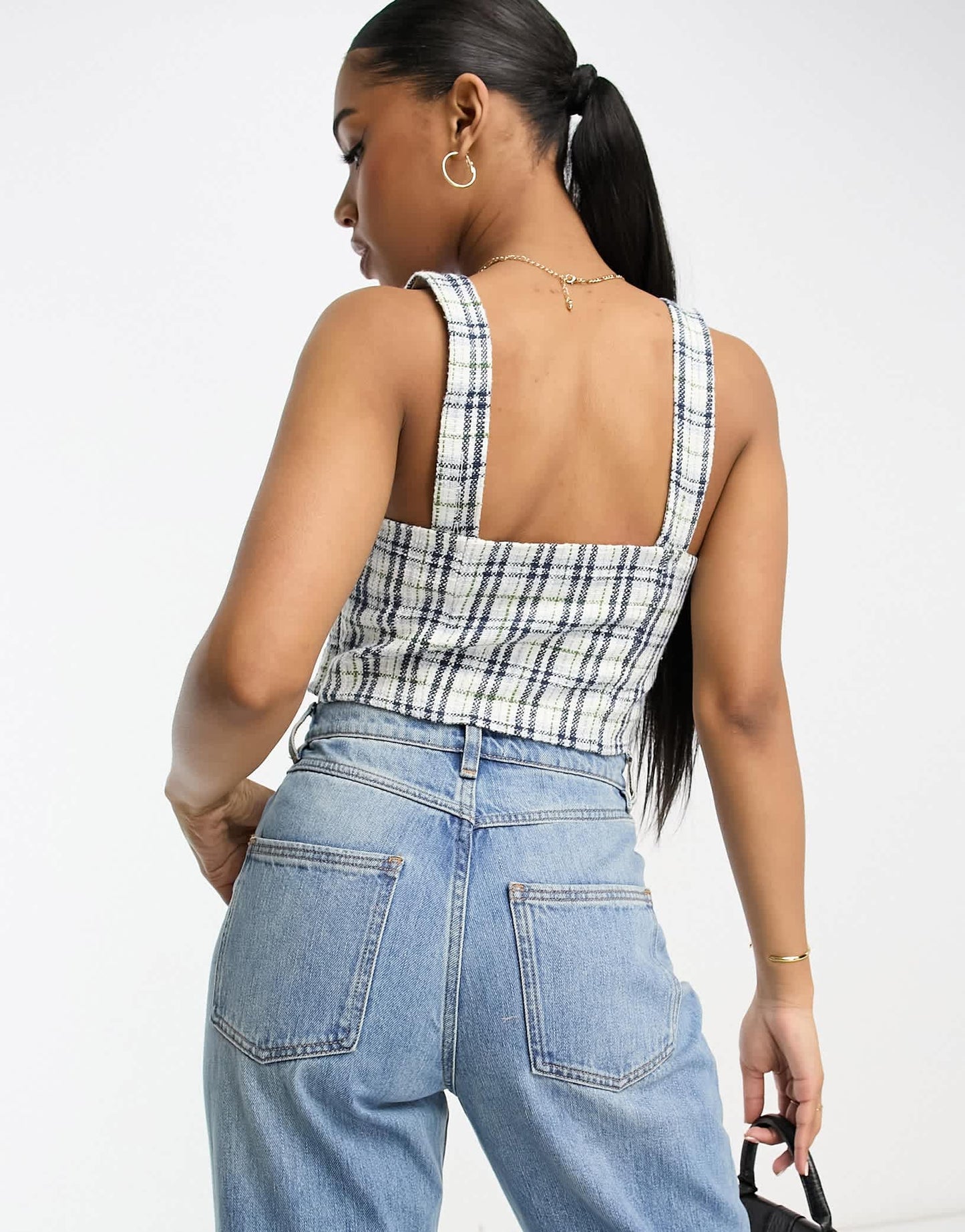 Abercrombie & Fitch tweed top in blue check