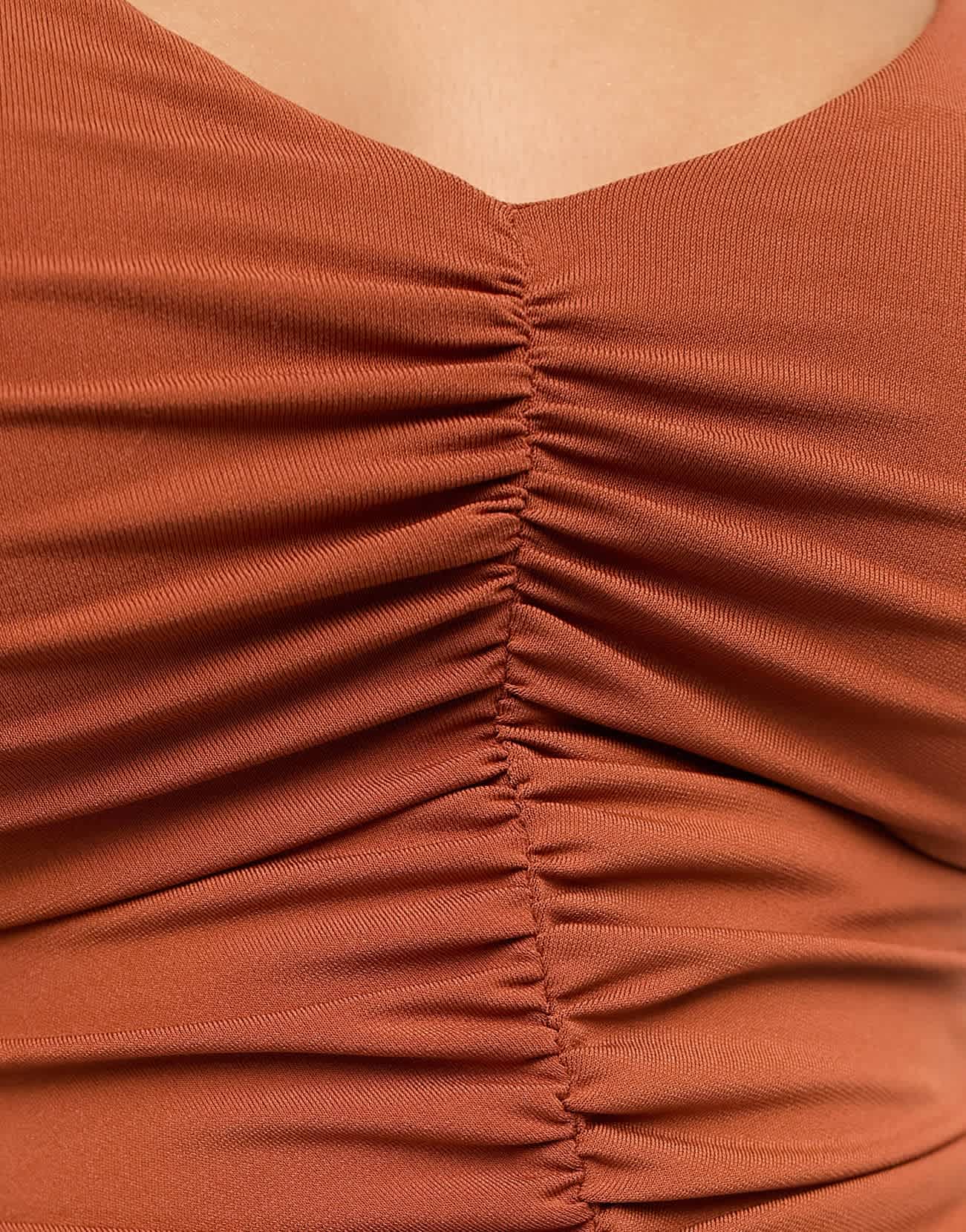 Abercrombie & Fitch ruched scoop bodysuit in brown