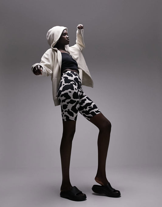 Topshop Tall animal printed legging short in multi