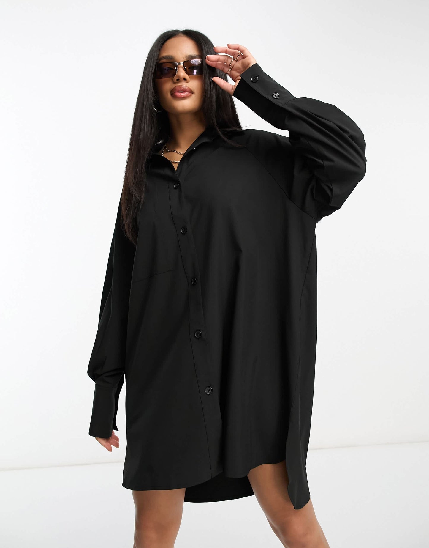 Threadbare Sheila mini shirt dress in black