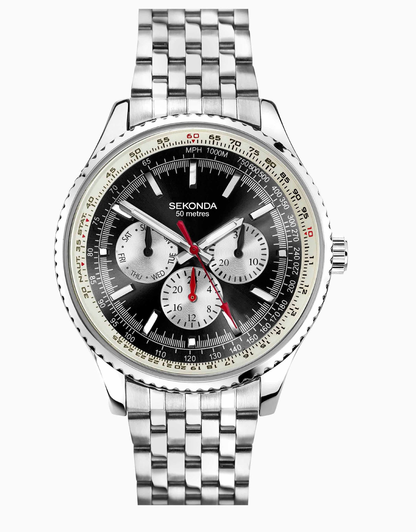 Sekonda maverick bracelet watch with black dial in silver