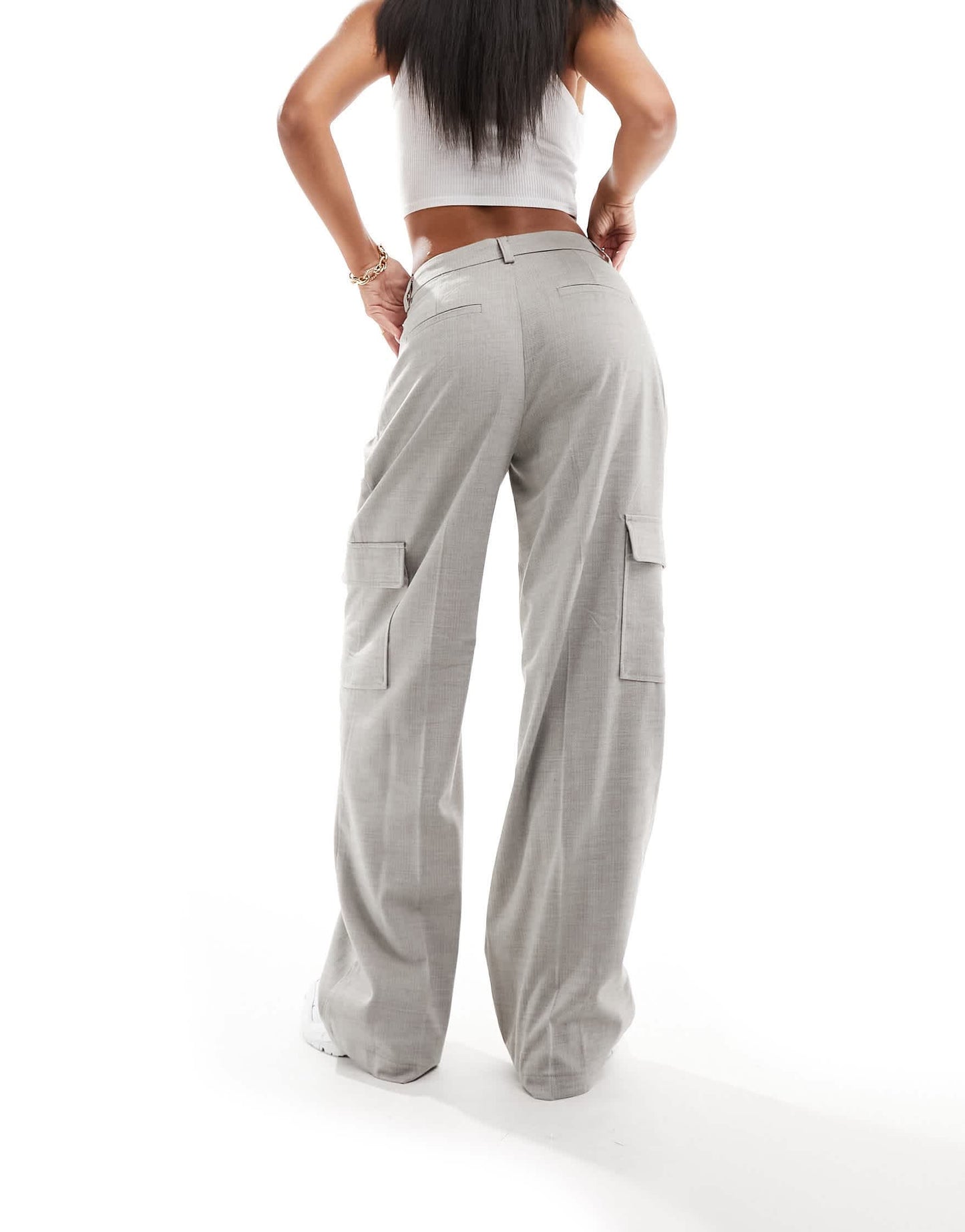 Object tailored cargo trousers in grey melange