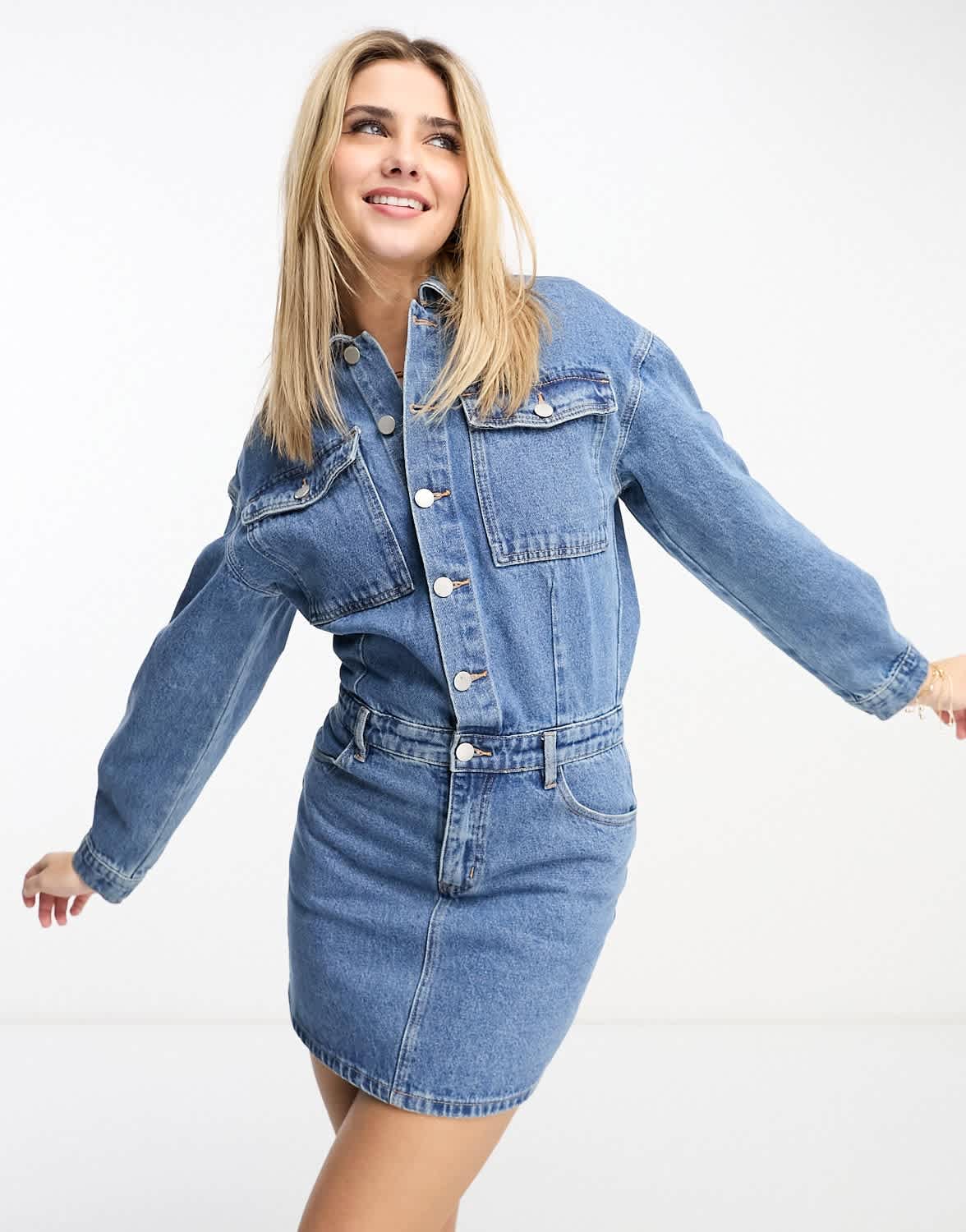Urban Revivo denim mini dress in blue