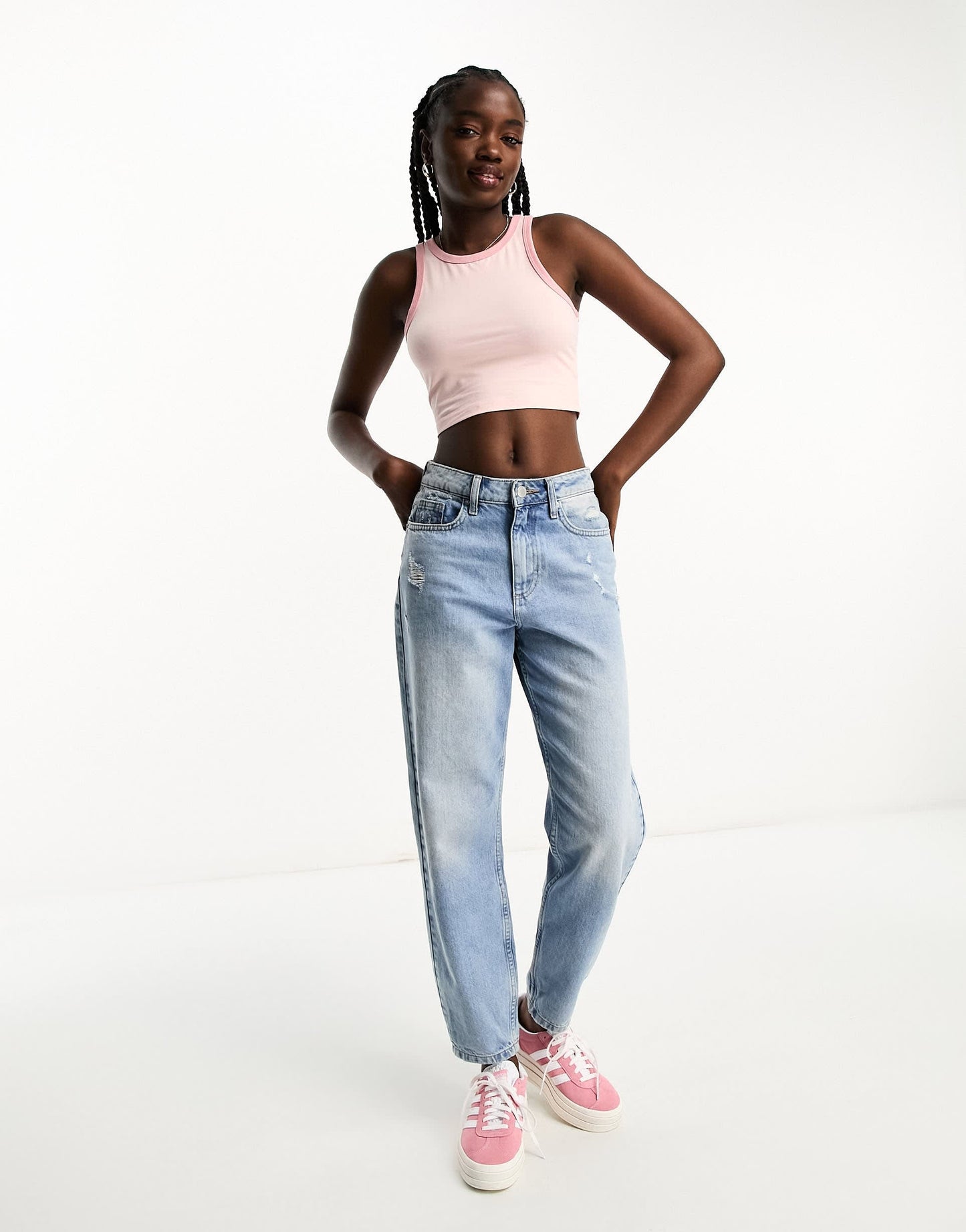 Urban Revivo scoop neck crop vest in pink