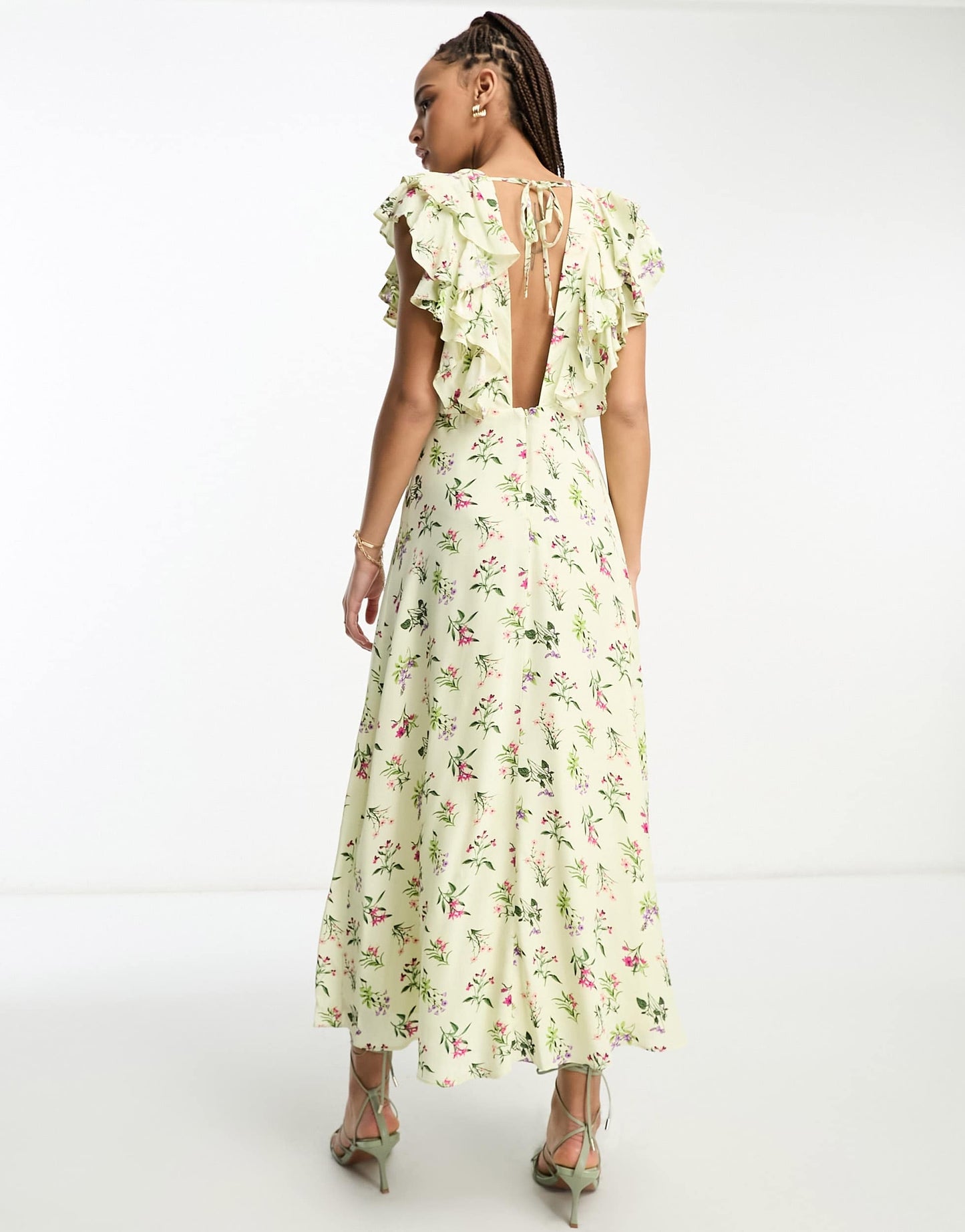 Nobody's Child ruffle midaxi dress in cream floral
