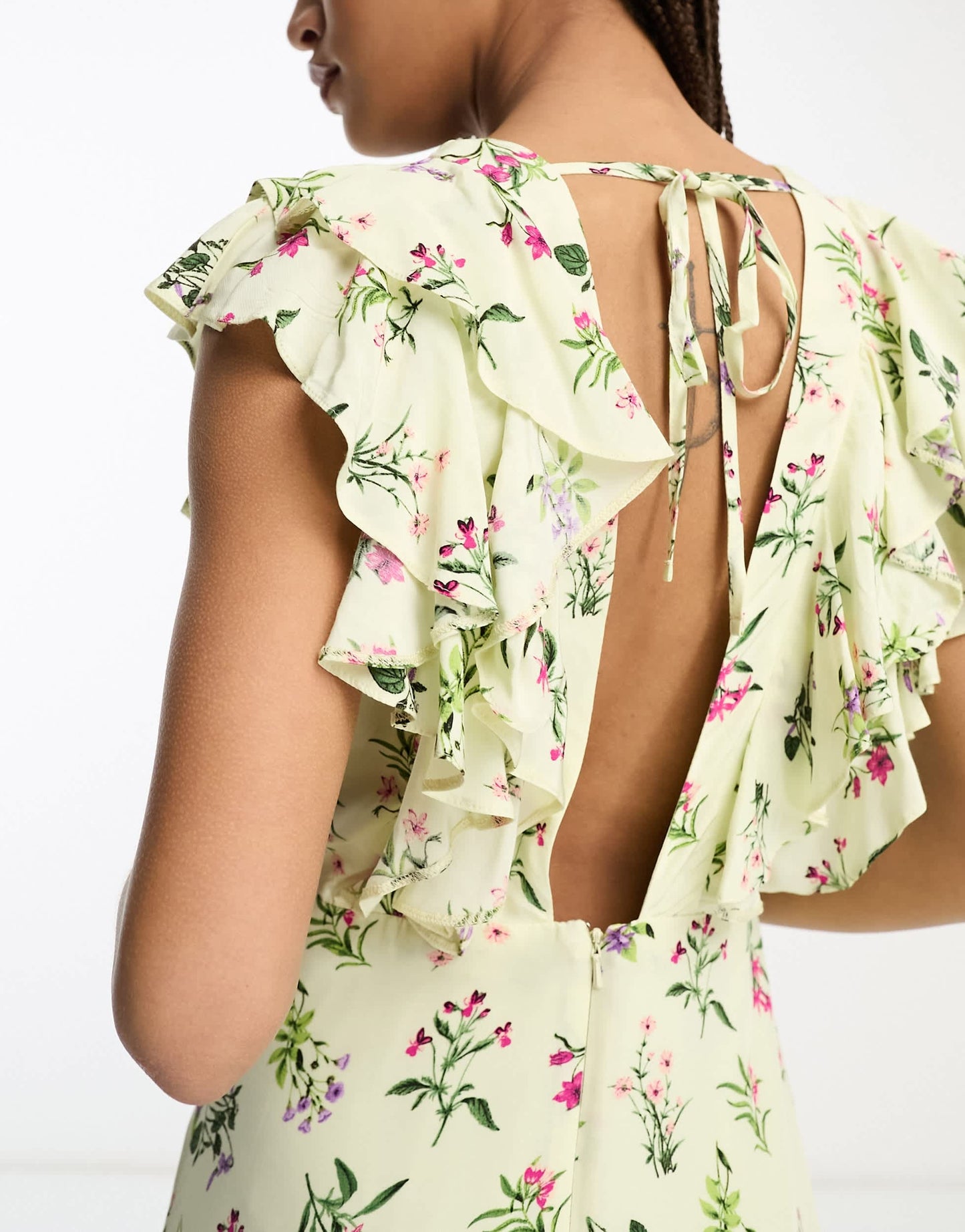 Nobody's Child ruffle midaxi dress in cream floral