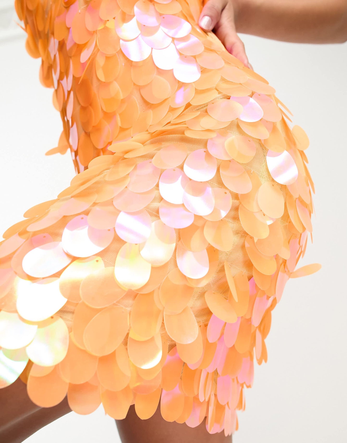 Something New X Klara Hellqvist oversized sequin mini dress in sunset orange