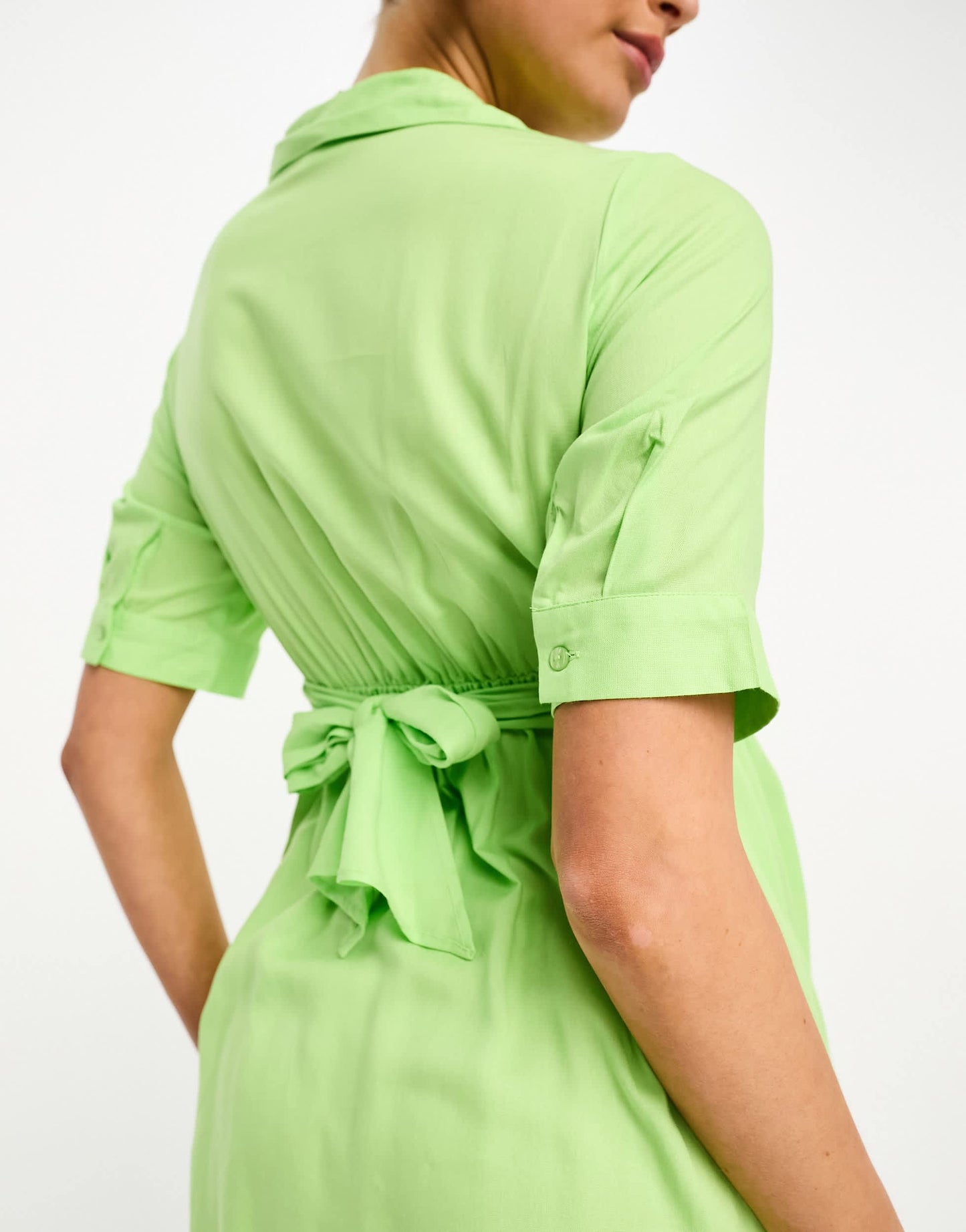 Mamalicious Maternity wrap front shirt midi dress in green
