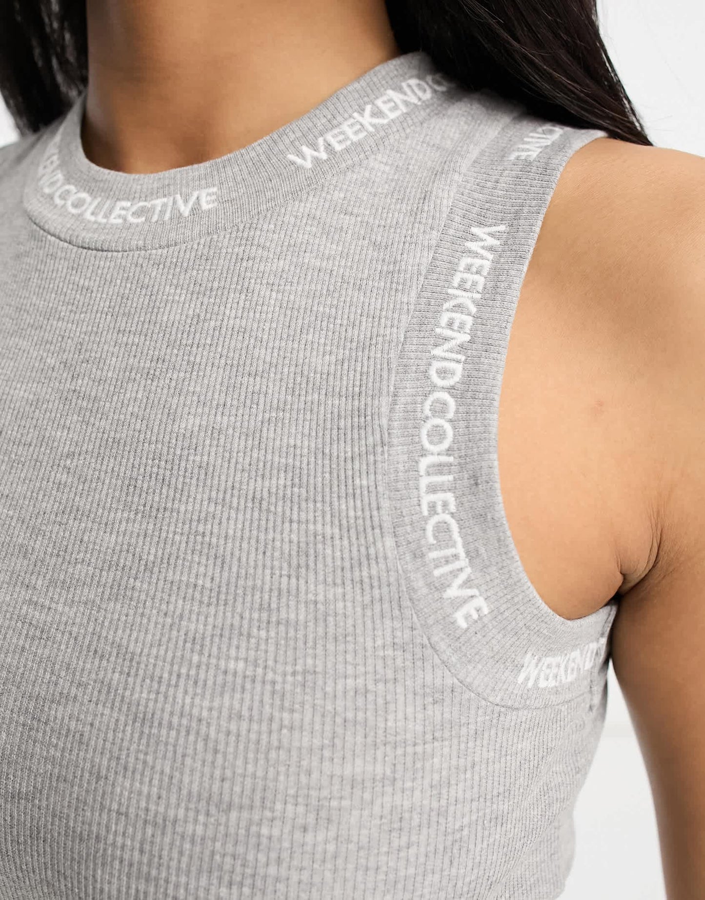 ASOS Weekend Collective tank dress with logo rib in grey