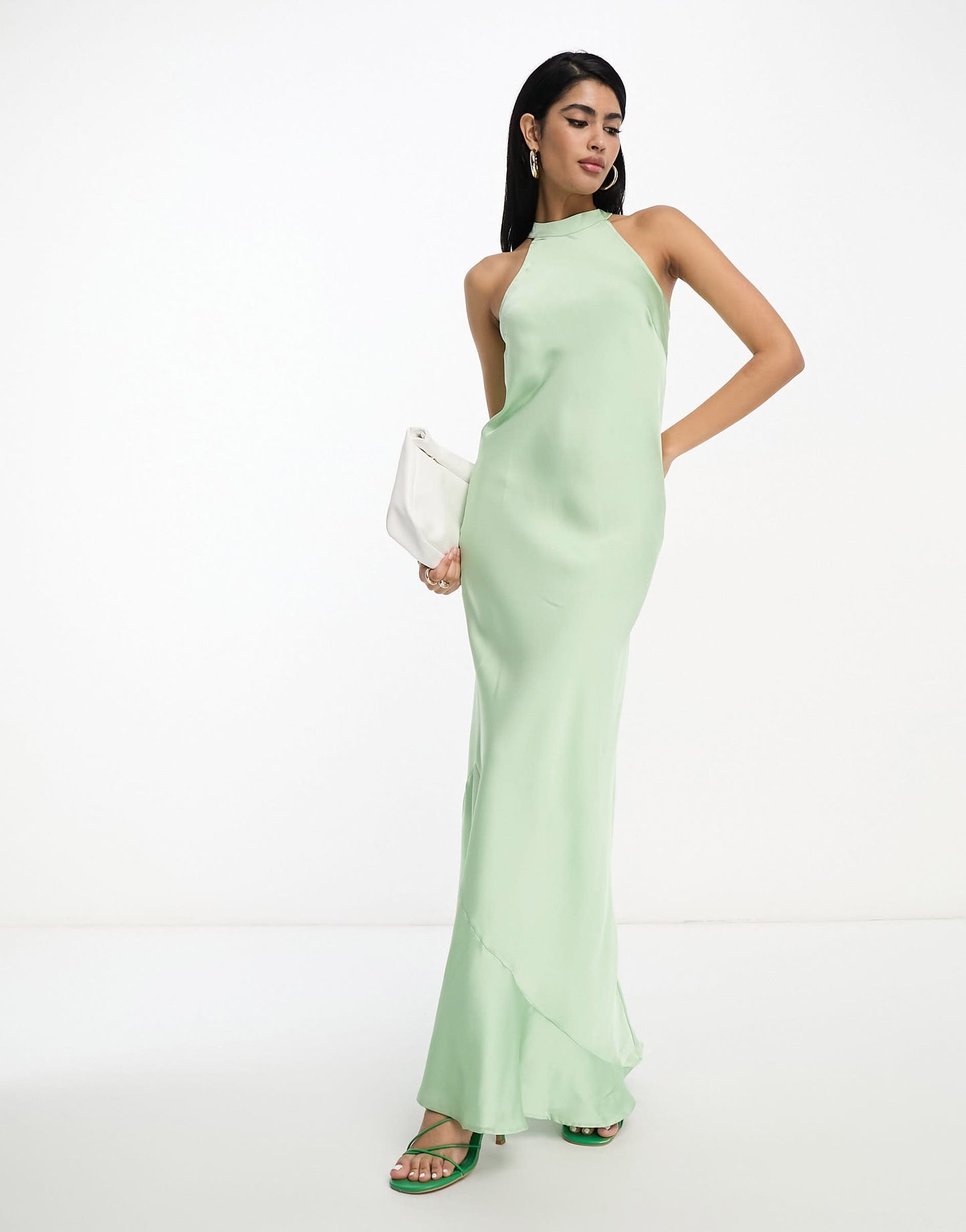 Vila Bridesmaid halterneck maxi dress in mint green