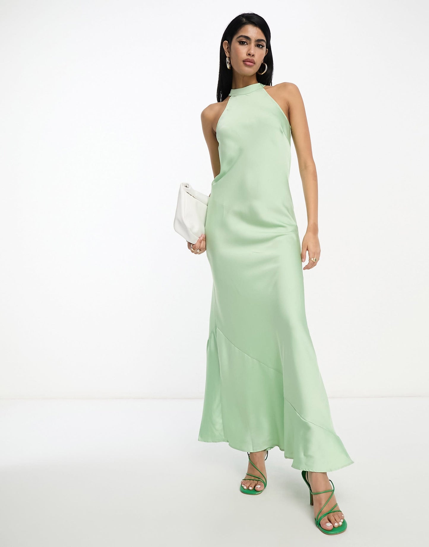 Vila Bridesmaid halterneck maxi dress in mint green
