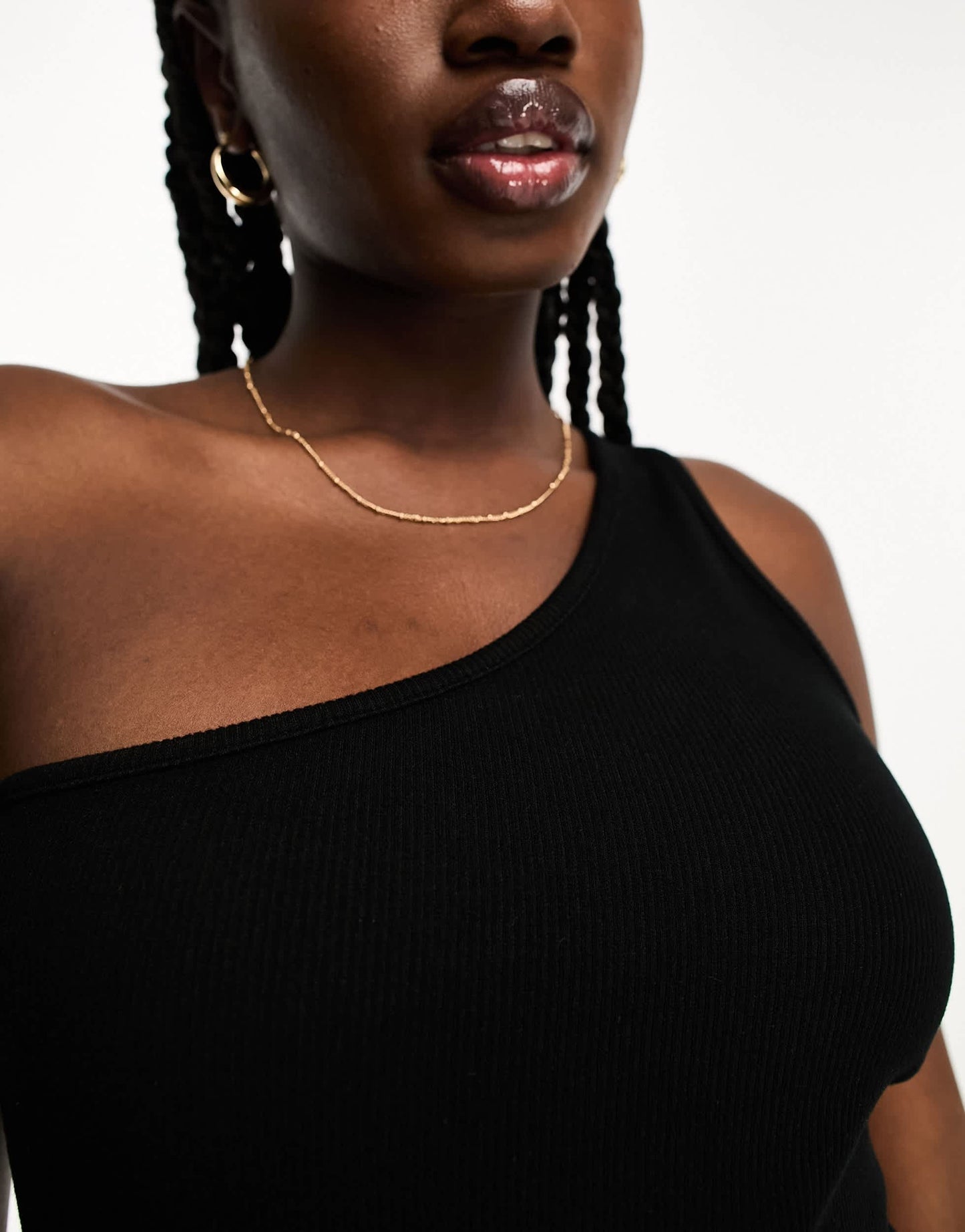 Brave Soul Maria ribbed one shoulder mini dress in black