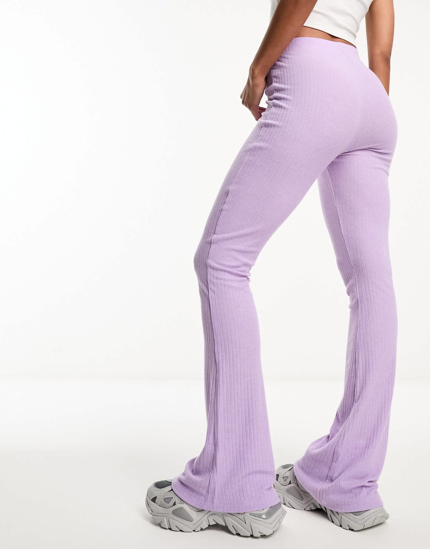 Fire & Glory ribbed jersey flares co-ord in lilac
