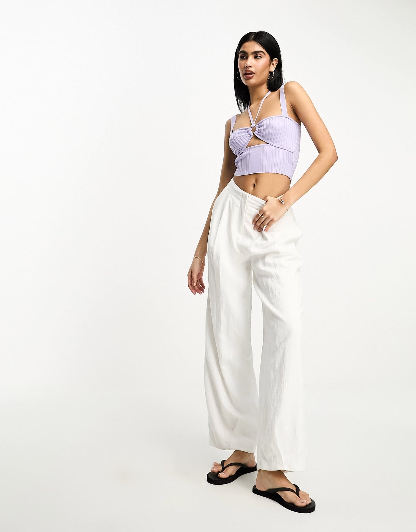 4th & Reckless emerie pleated knit top in lilac
