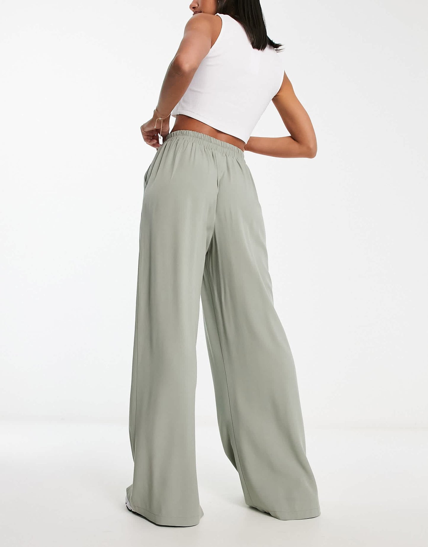 ASOS DESIGN wide leg trouser in sage