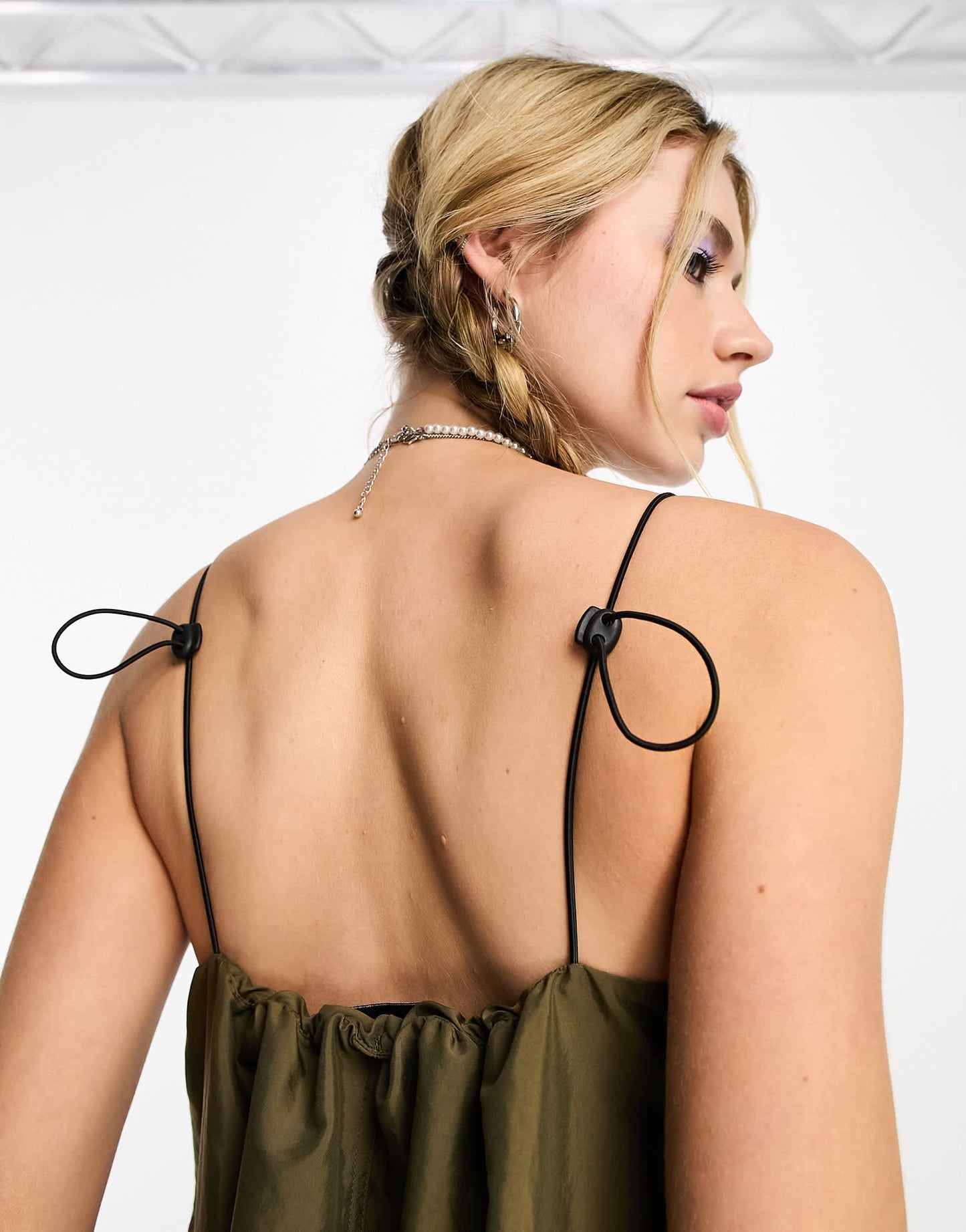 COLLUSION toggle strappy maxi dress in khaki