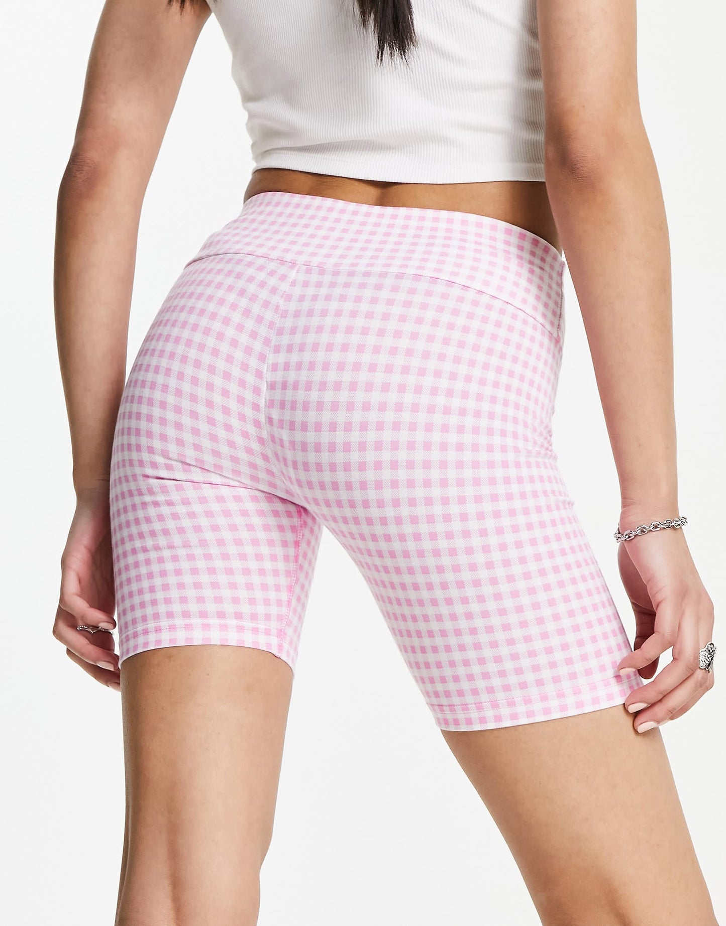 ellesse Azzolino shorts in pink gingham check