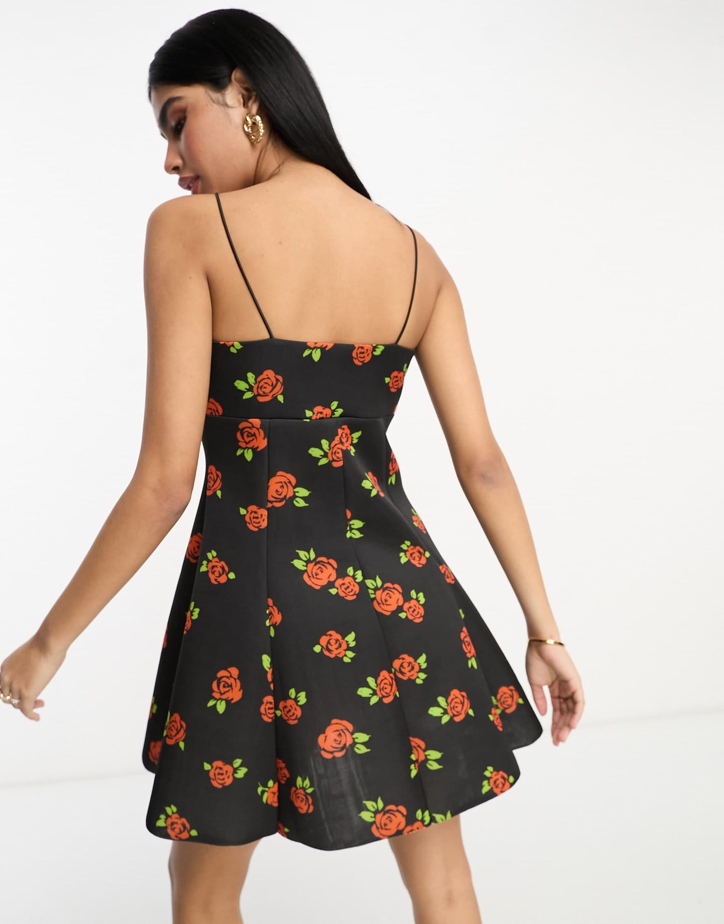 River Island skater dress in black print