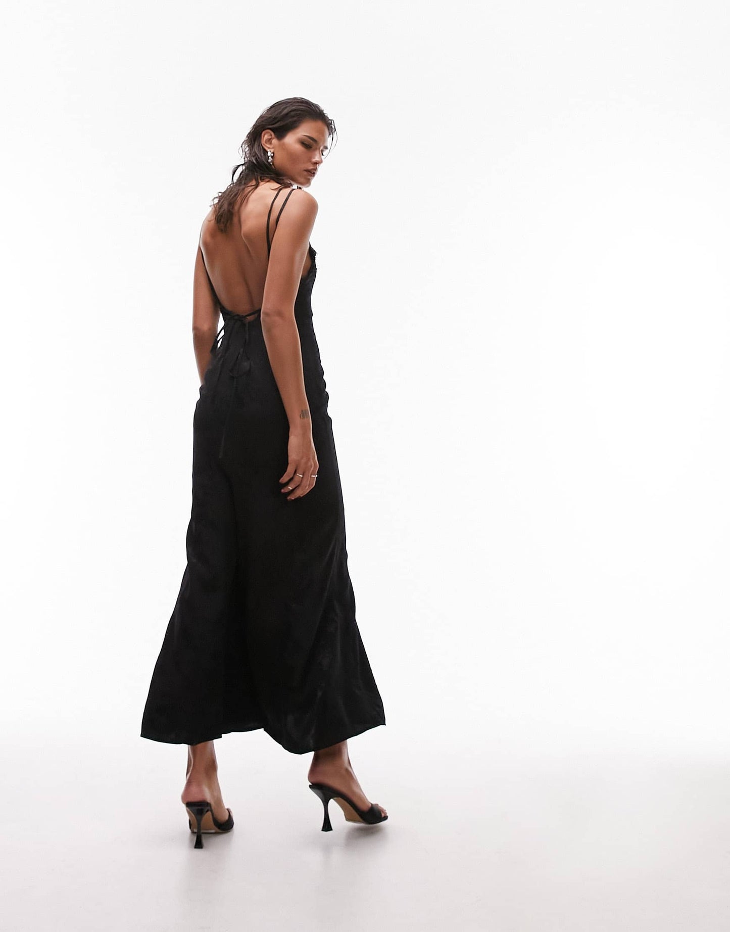 Topshop Premium lace and jacquard midi dress in black