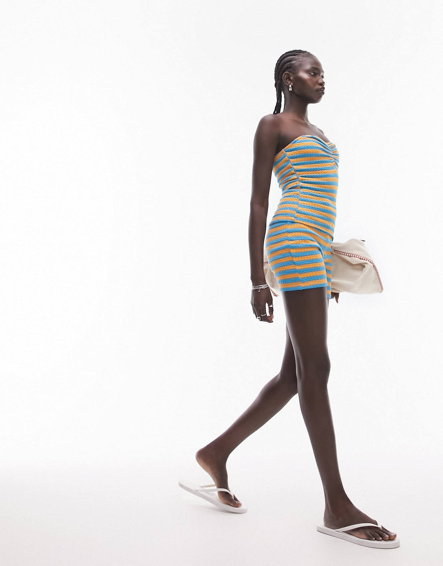 Topshop co-ord textured ruched front bandeau in multi