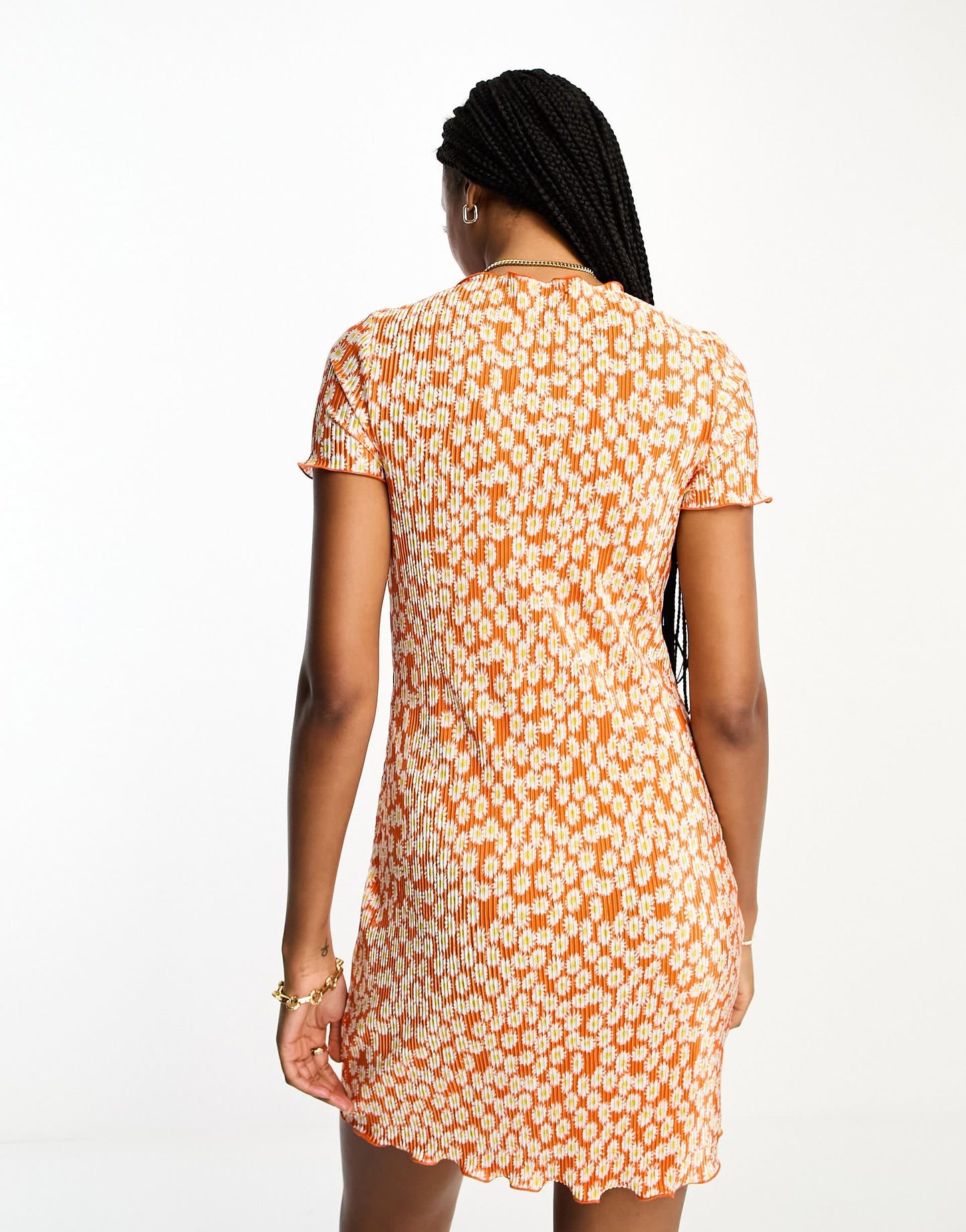 ASOS DESIGN Tall plisse t-shirt mini shirt dress in red daisy print