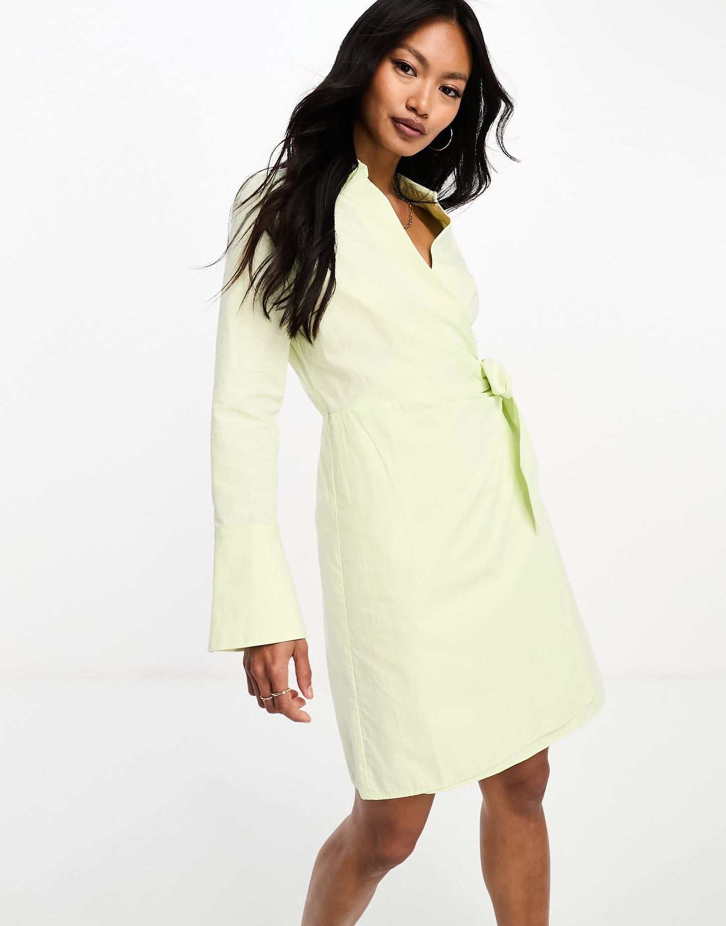 River Island wrap shirt dress in green