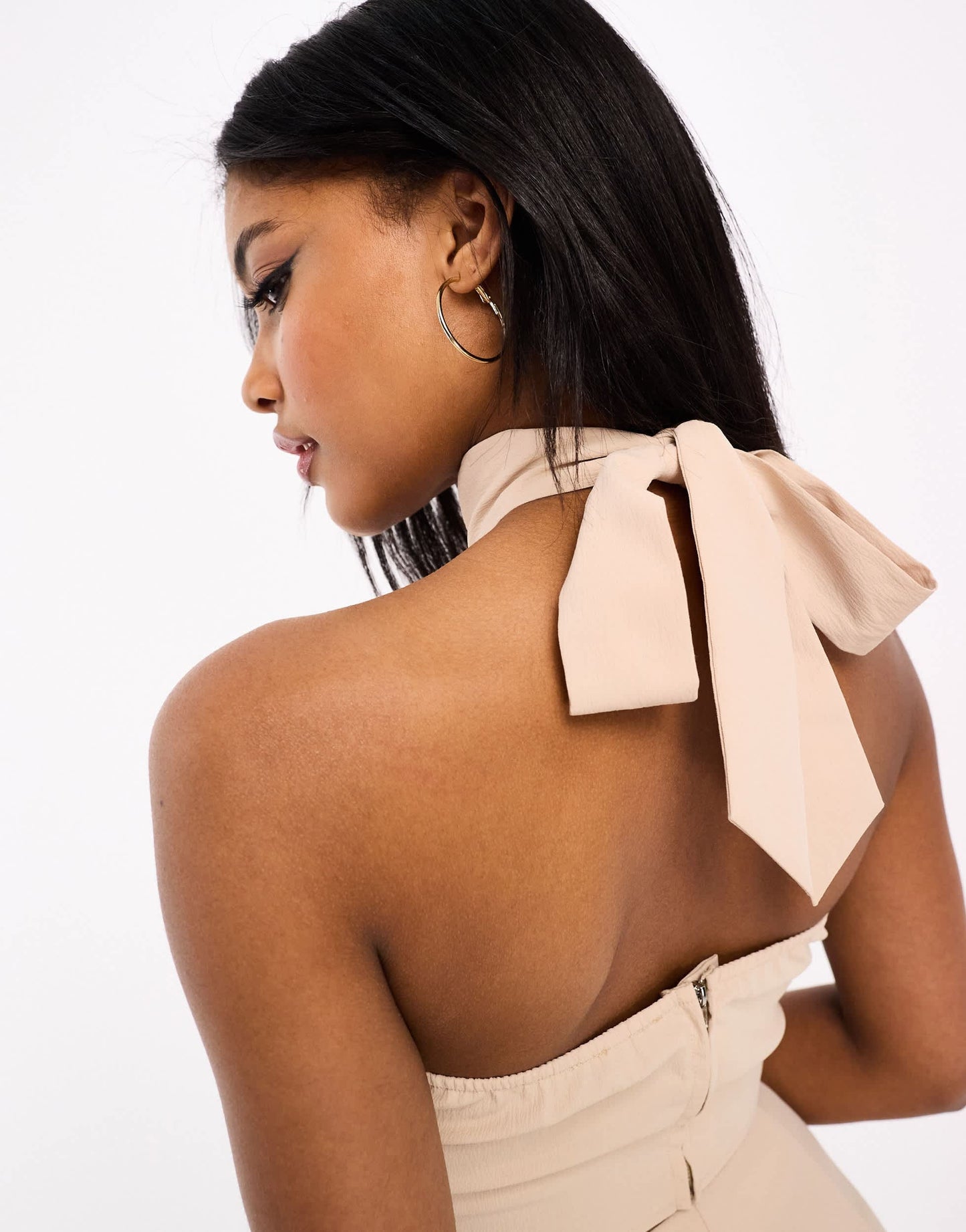 I Saw It First cropped halterneck top co-ord in cream
