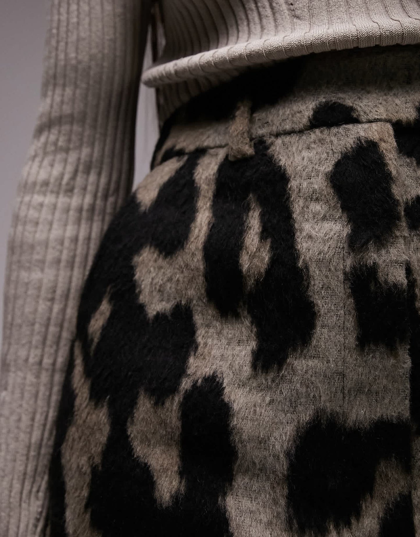 Topshop co-ord brushed wool mini skirt in leopard print